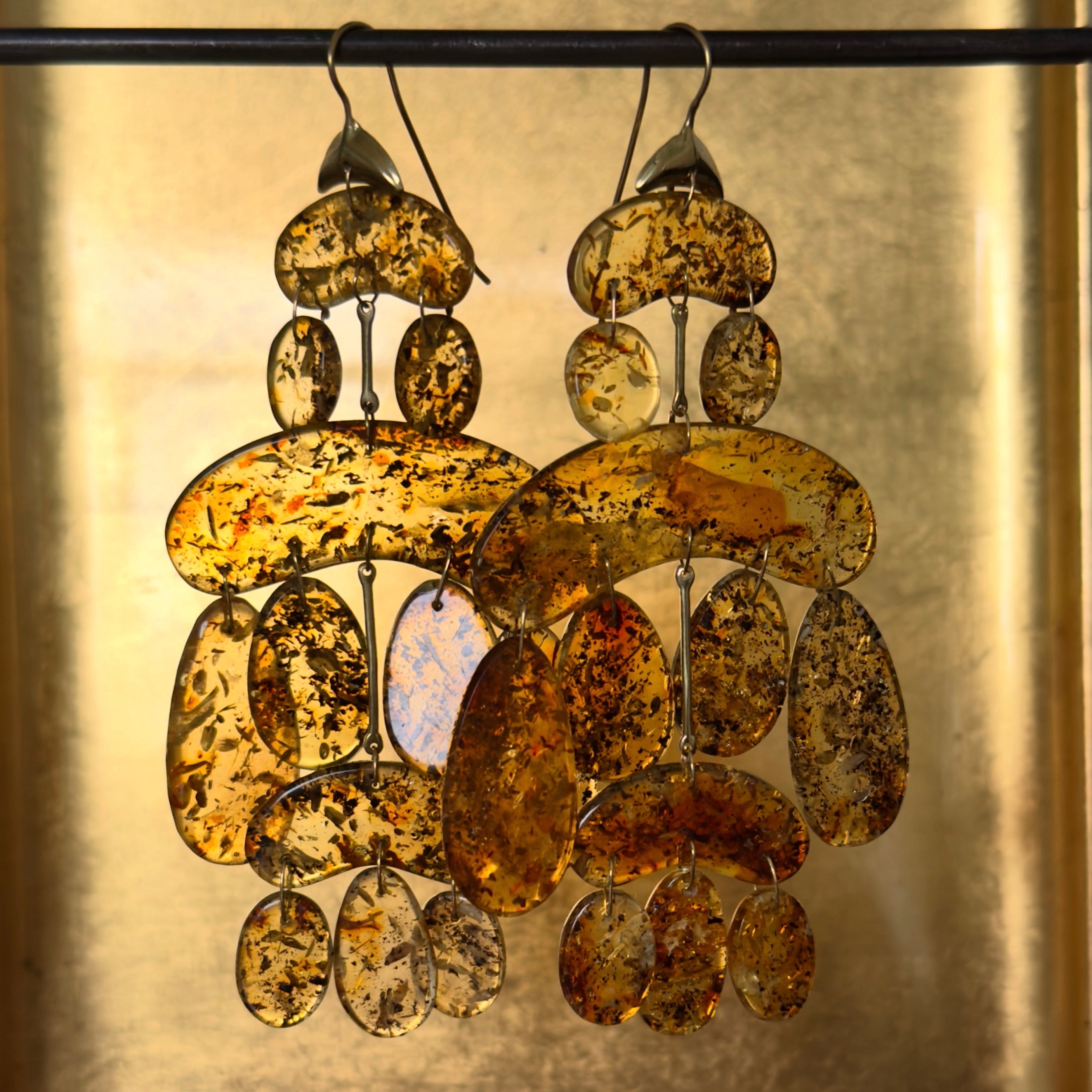 TenThousandThings 18k Cut Stone Amber Chandelier Earrings