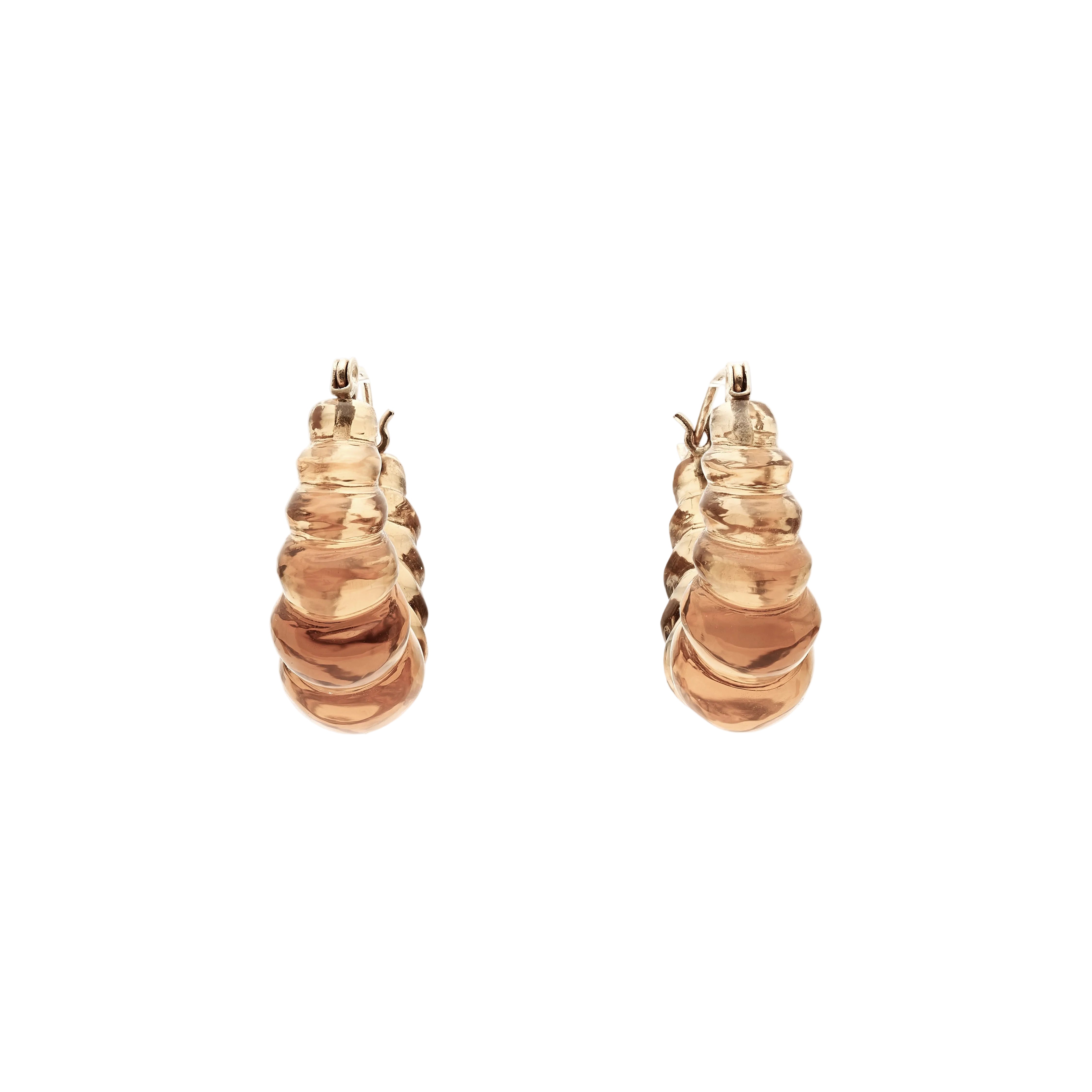 TenThousandThings 14k Citrine Carved Hoop Earrings
