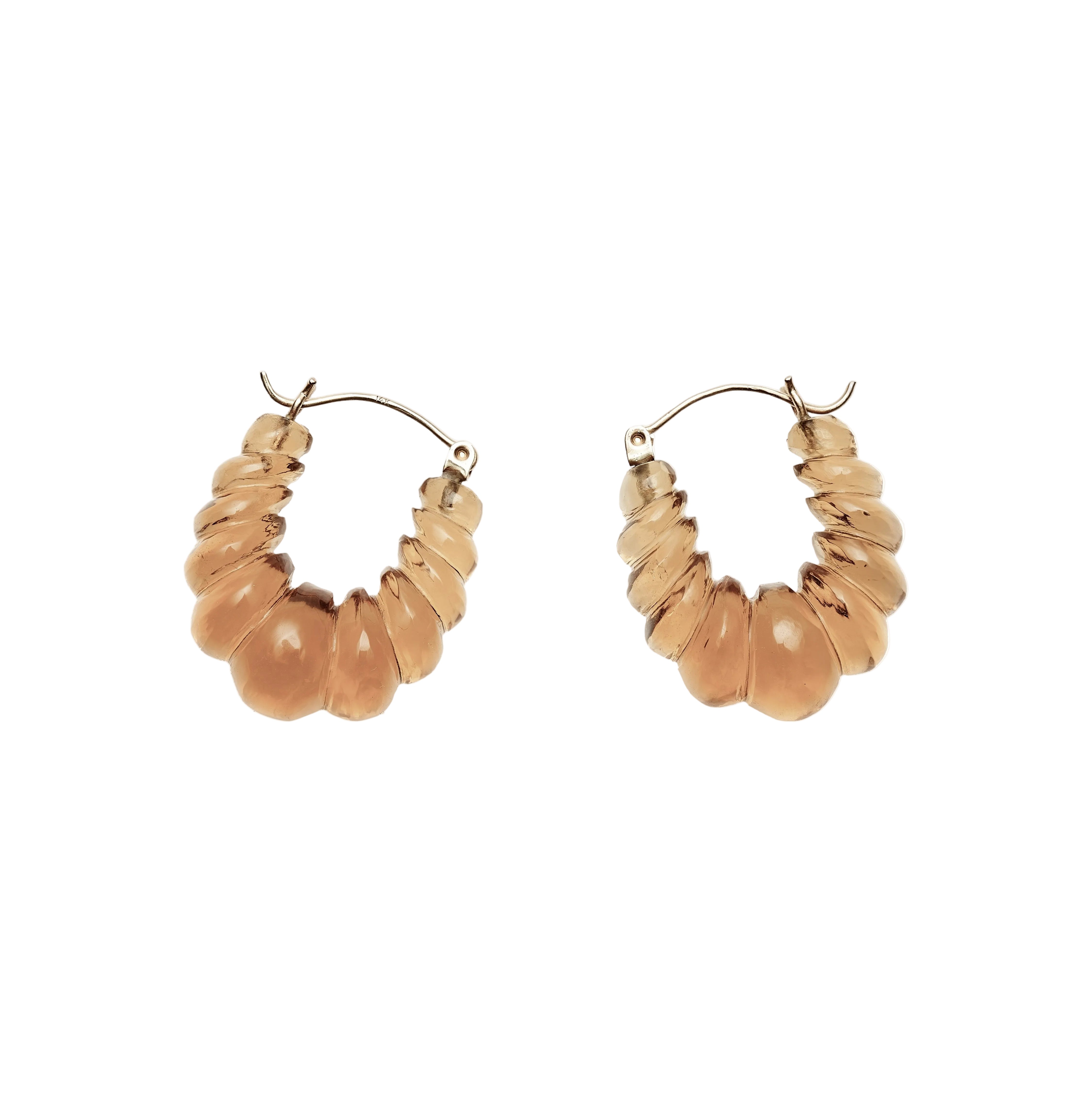 TenThousandThings 14k Citrine Carved Hoop Earrings