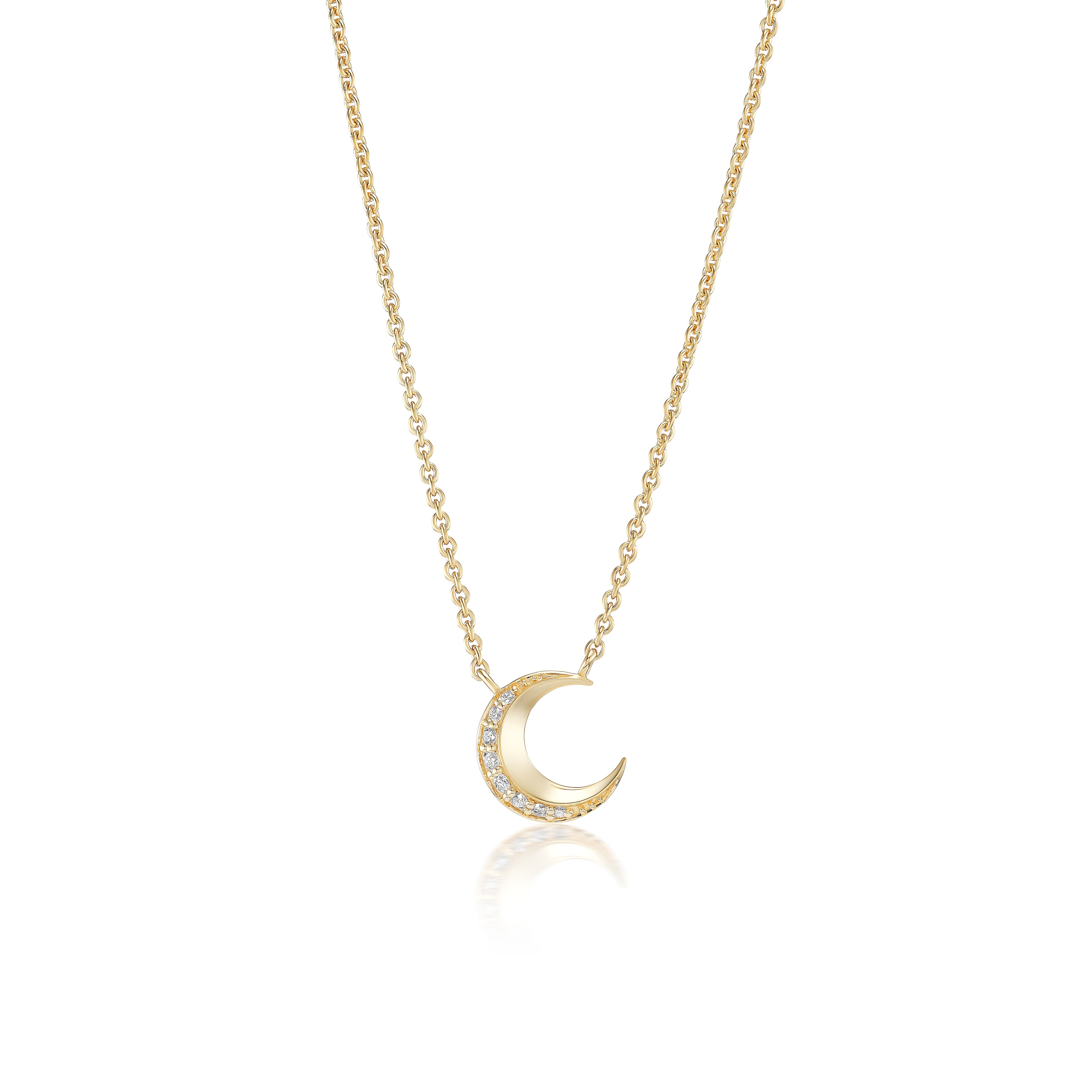 Harwell Godfrey 18k Diamond Tiny Moon Pendant Necklace -16"/18"
