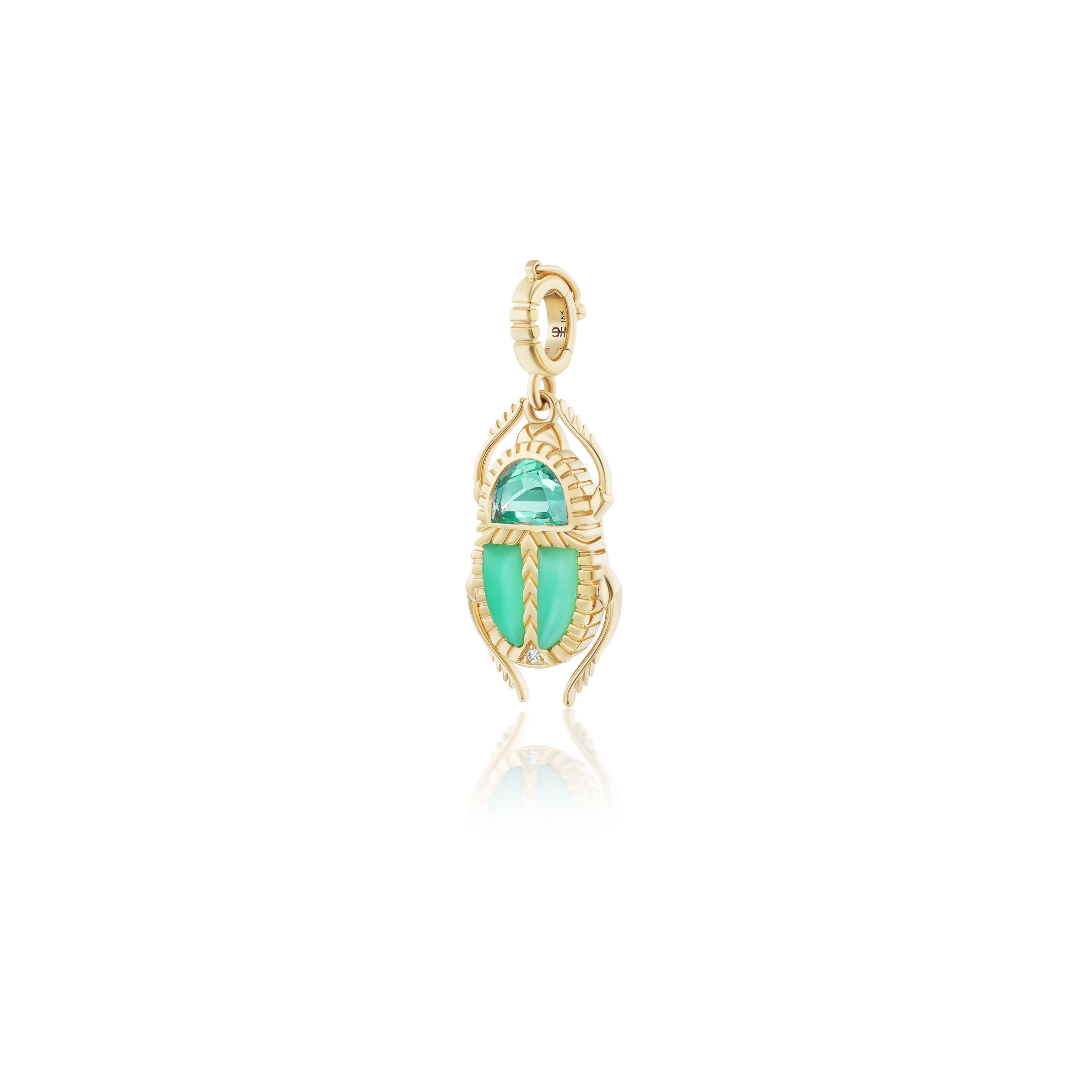 Harwell Godfrey 18k Green Amethyst & Chrysoprase Mini Scarab Pendant