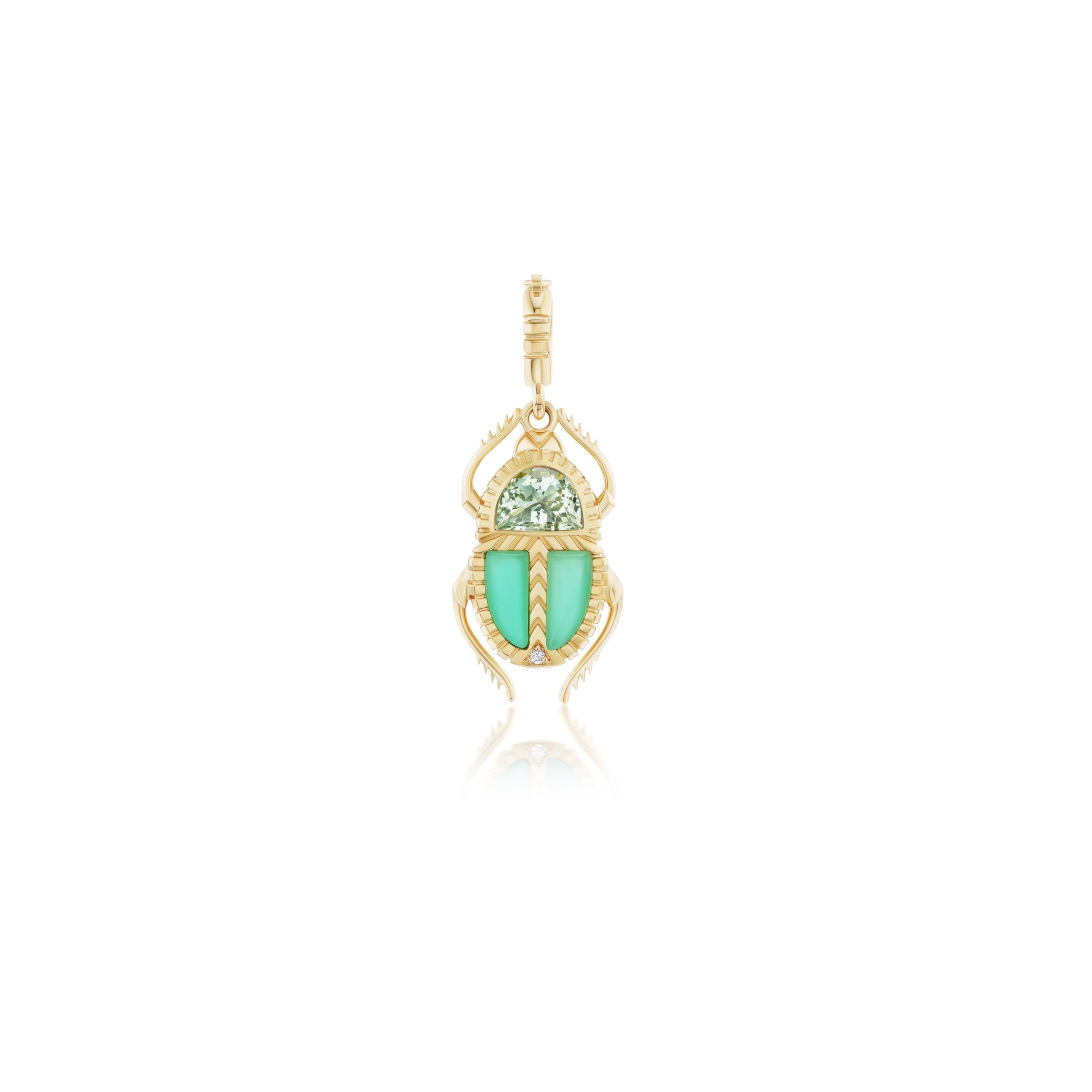 Harwell Godfrey 18k Green Amethyst & Chrysoprase Mini Scarab Pendant