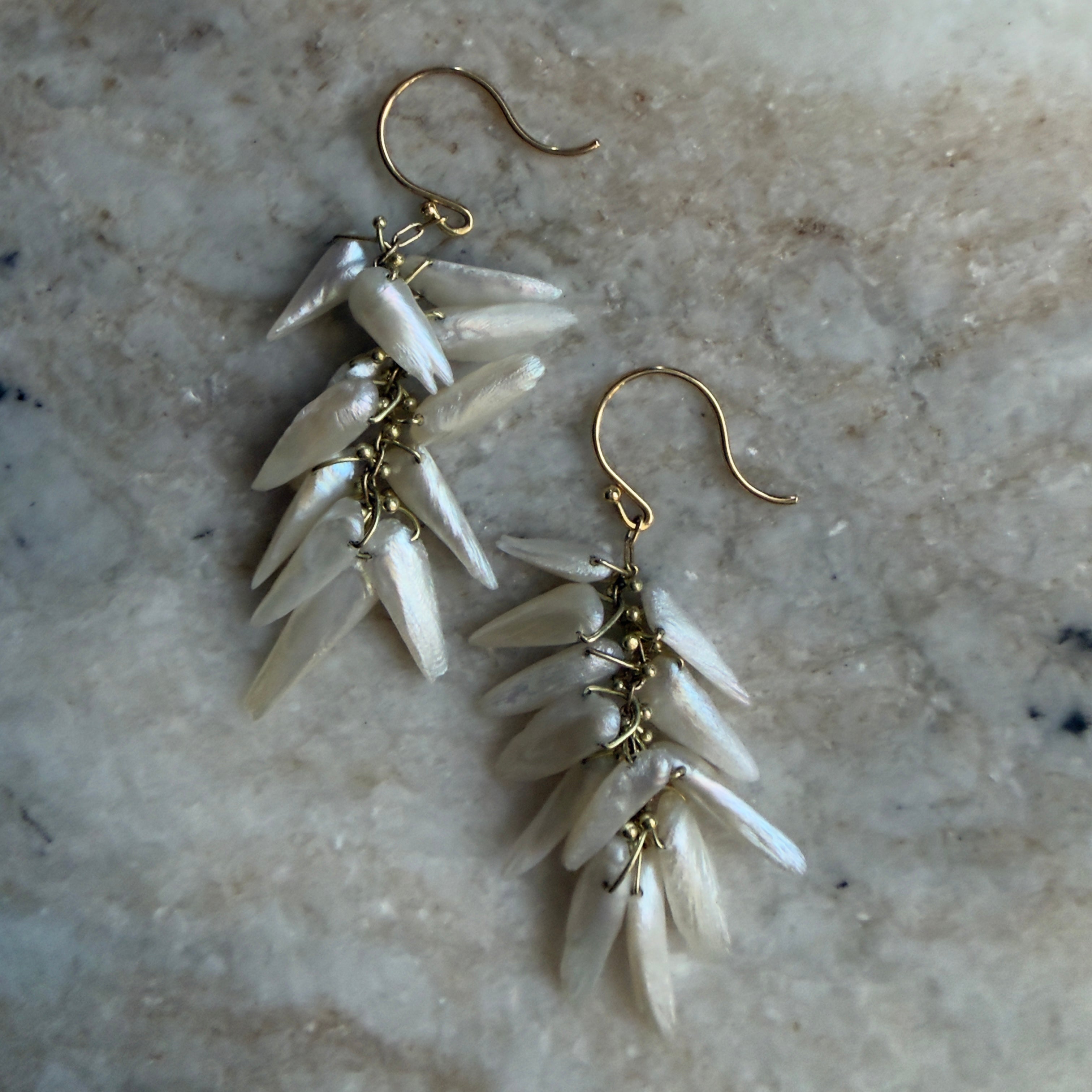 TenThousandThings 18k American Natural Pearl Cluster Earrings