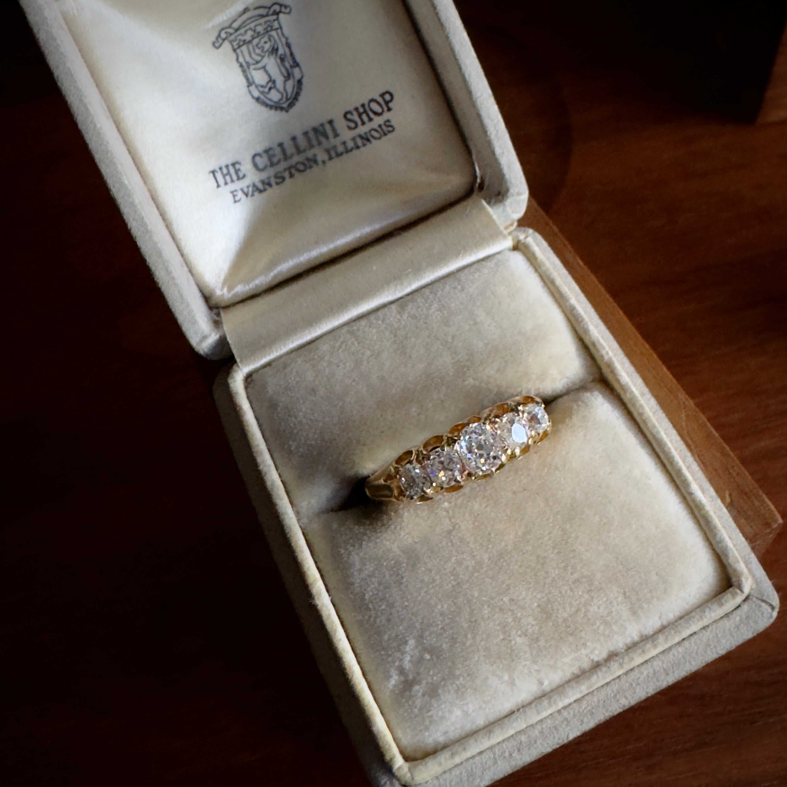 Antique Victorian 18k Blecher Set Diamond Five Stone Ring - .75ct