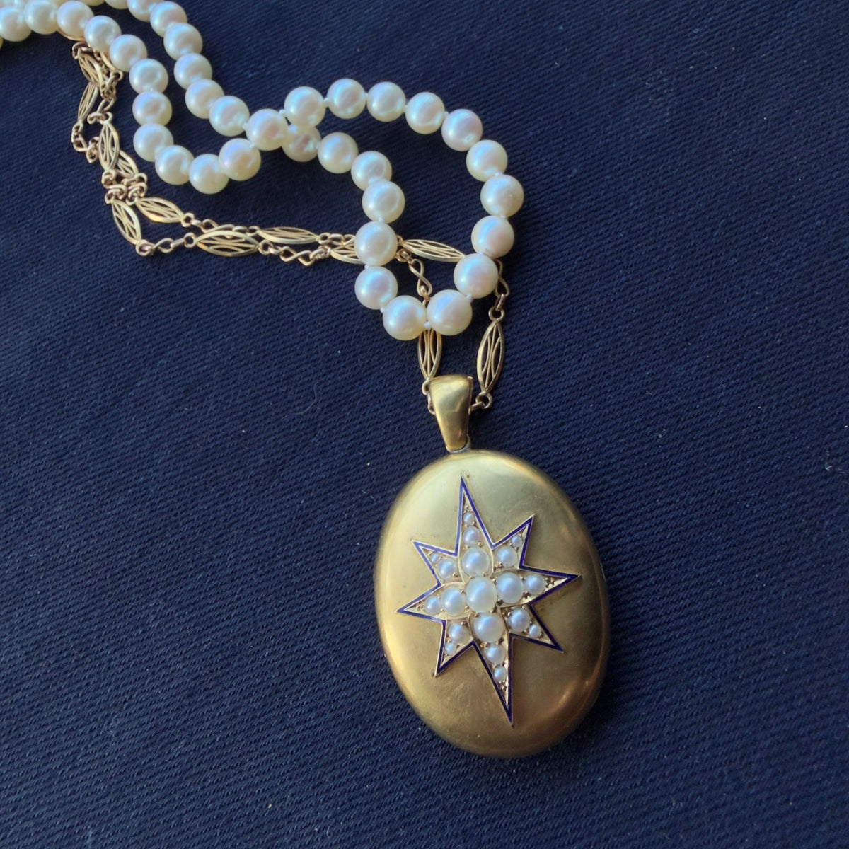 Antique Victorian 18k Natural Pearl Star Extra Large Locket Pendant