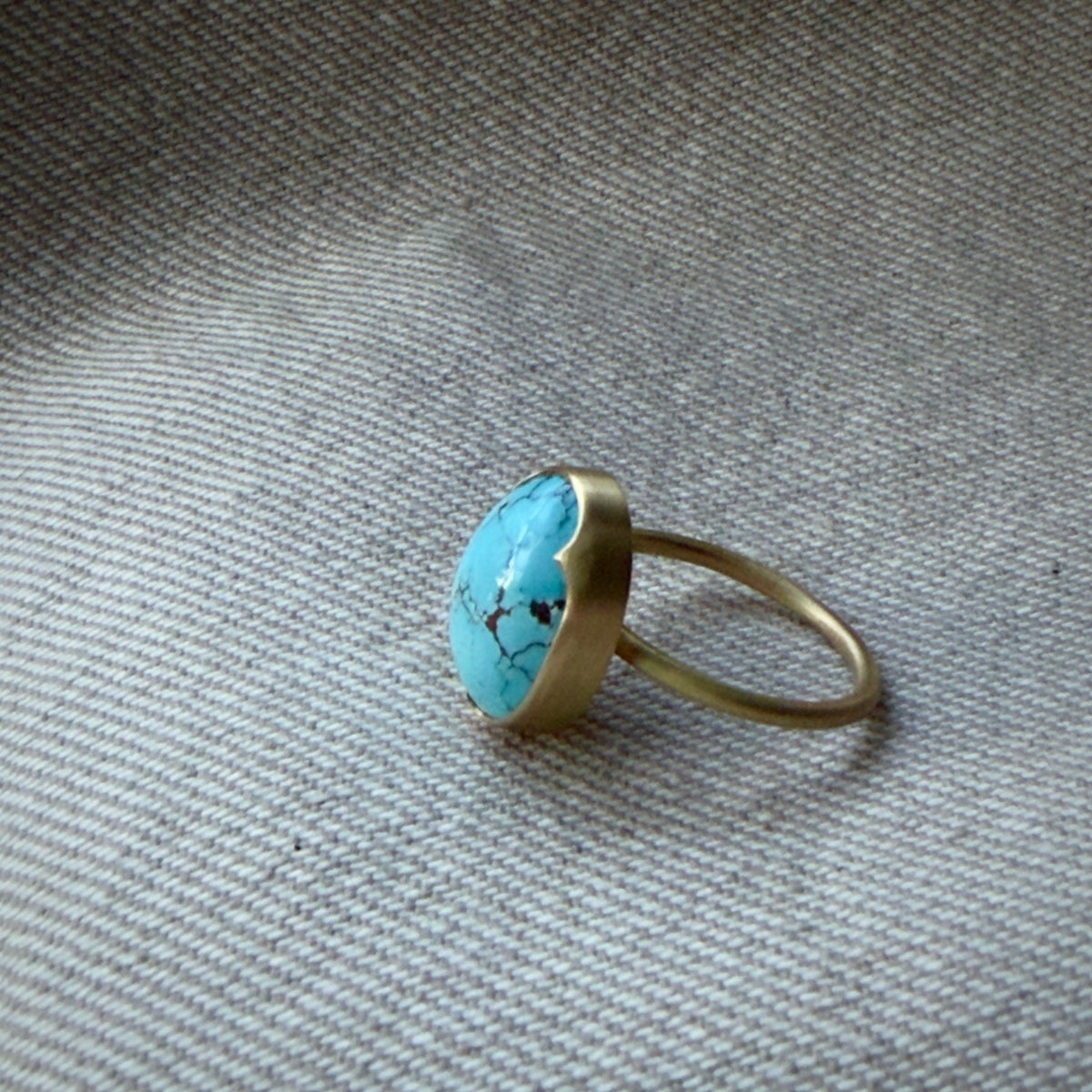 Gabriella Kiss 18k Oval Persian Turquoise Ring- 8.44ct
