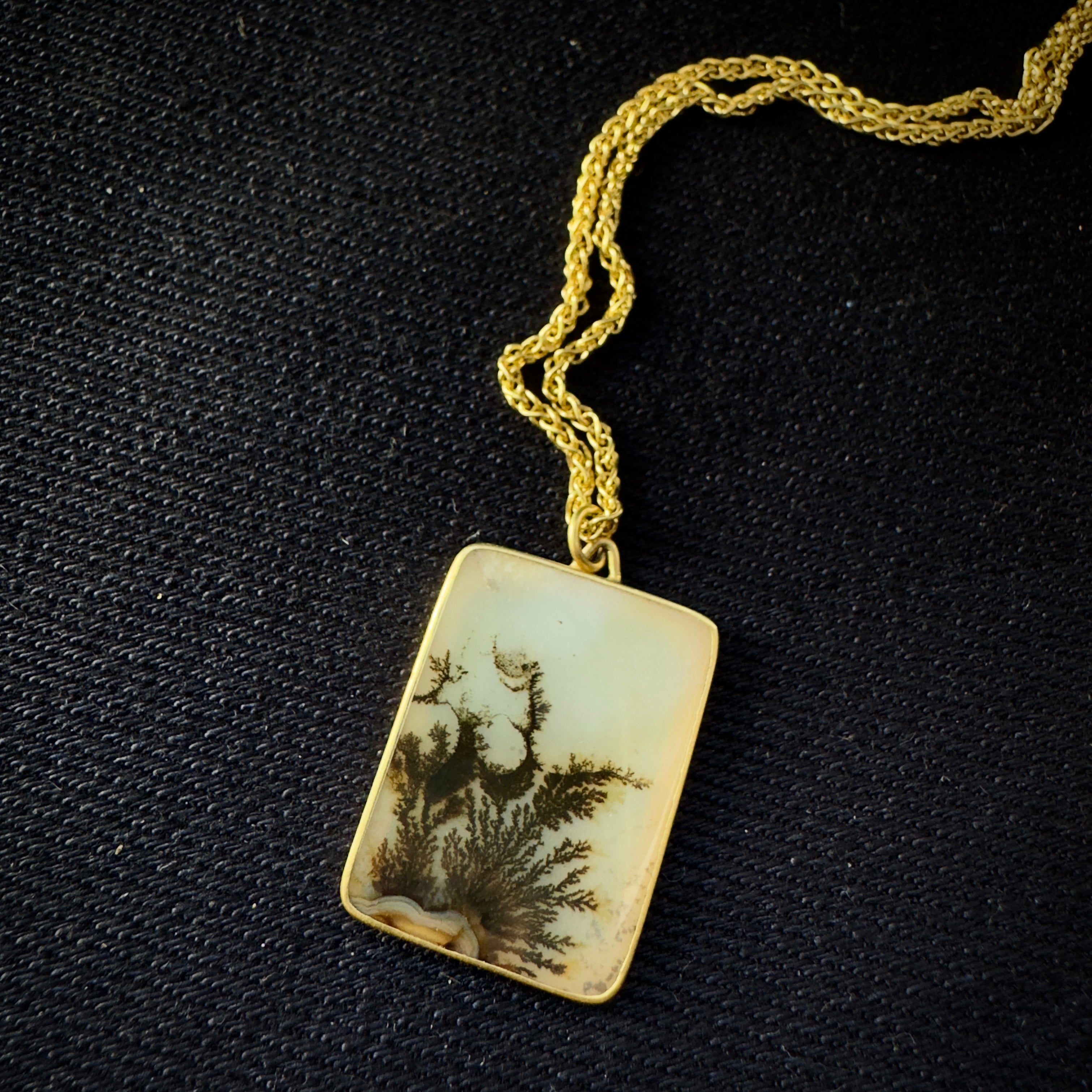 Gabriella Kiss 18k Rectangular Dendrite Agate Necklace