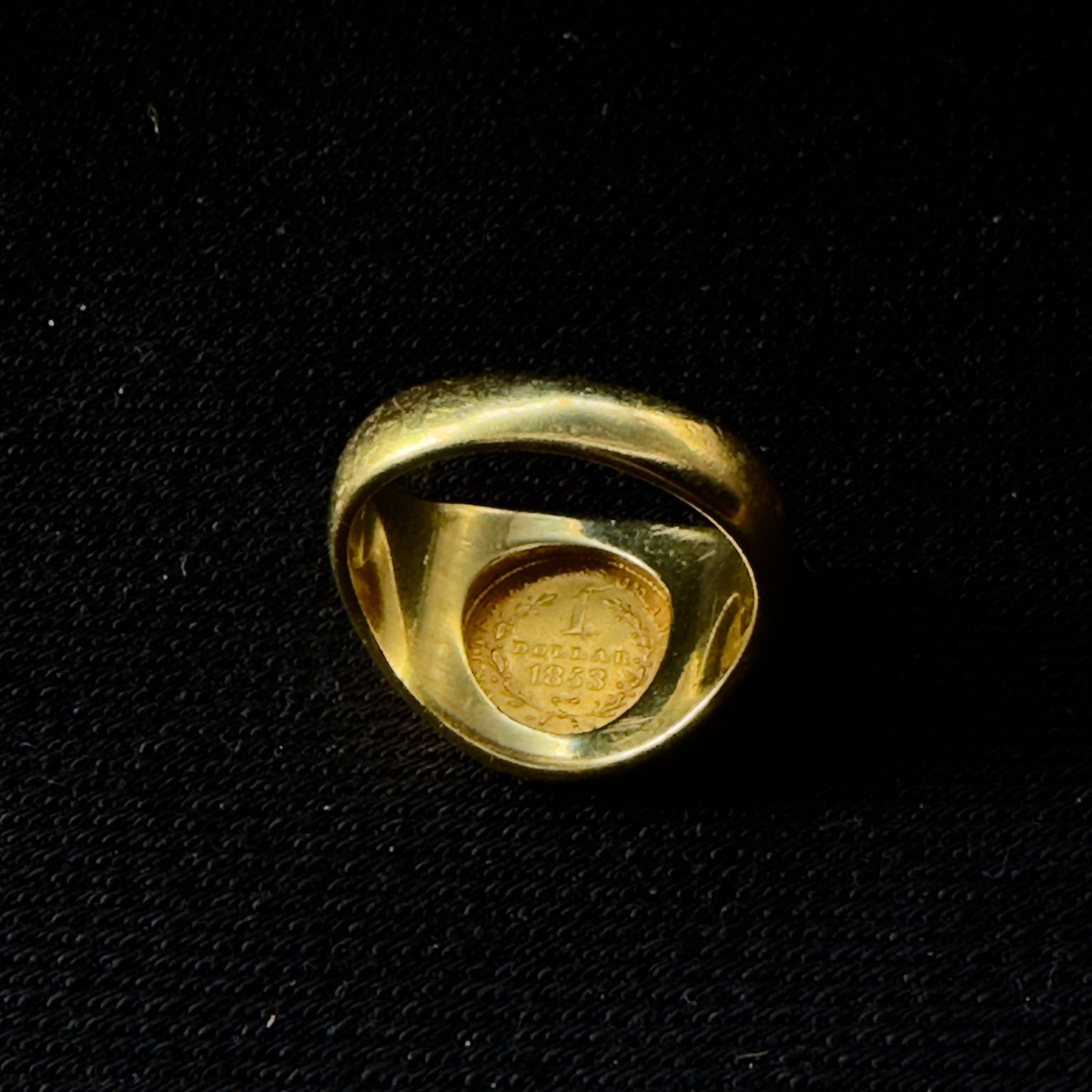 Antique Victorian 22k Coin Set in Heavy 14k Signet Ring