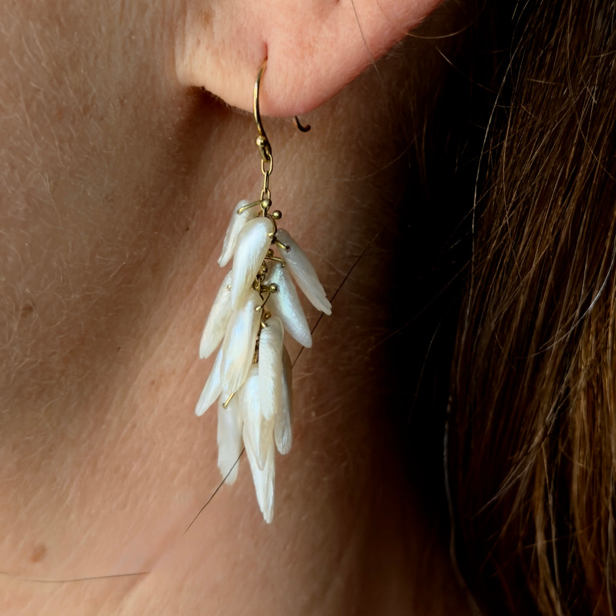 TenThousandThings 18k American Natural Pearl Cluster Earrings