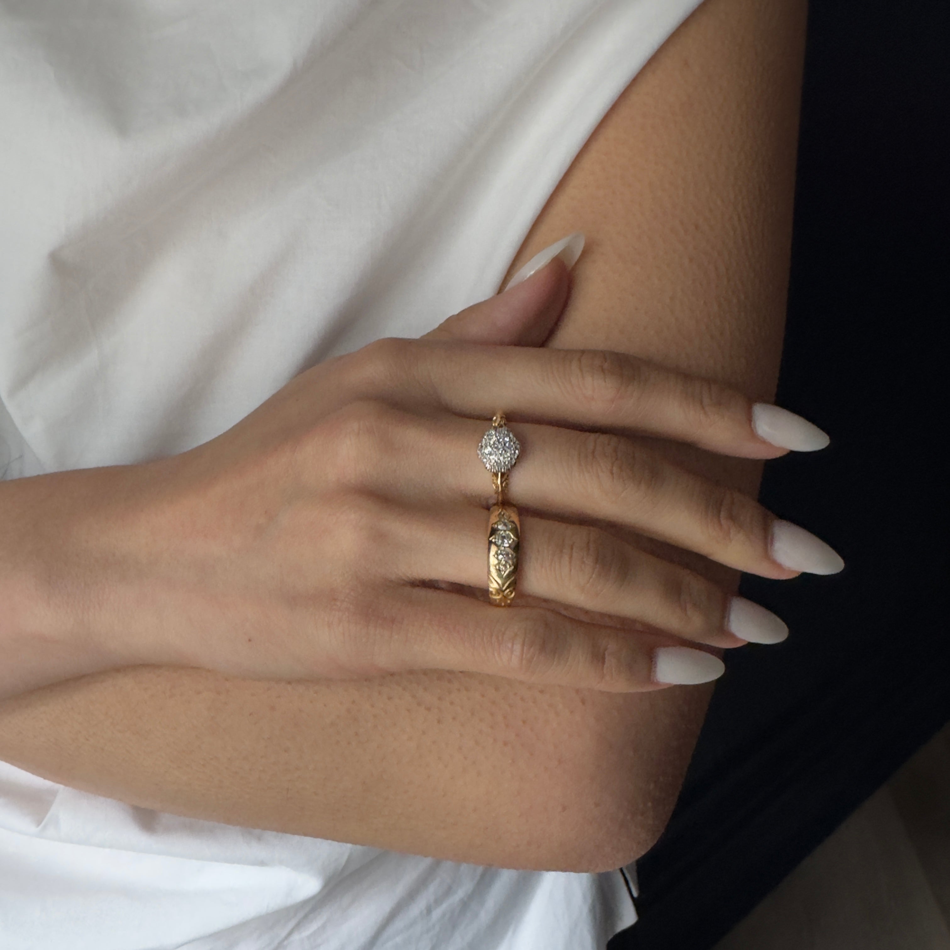 Antique Victorian 18k and Silver Diamond Cluster Ring