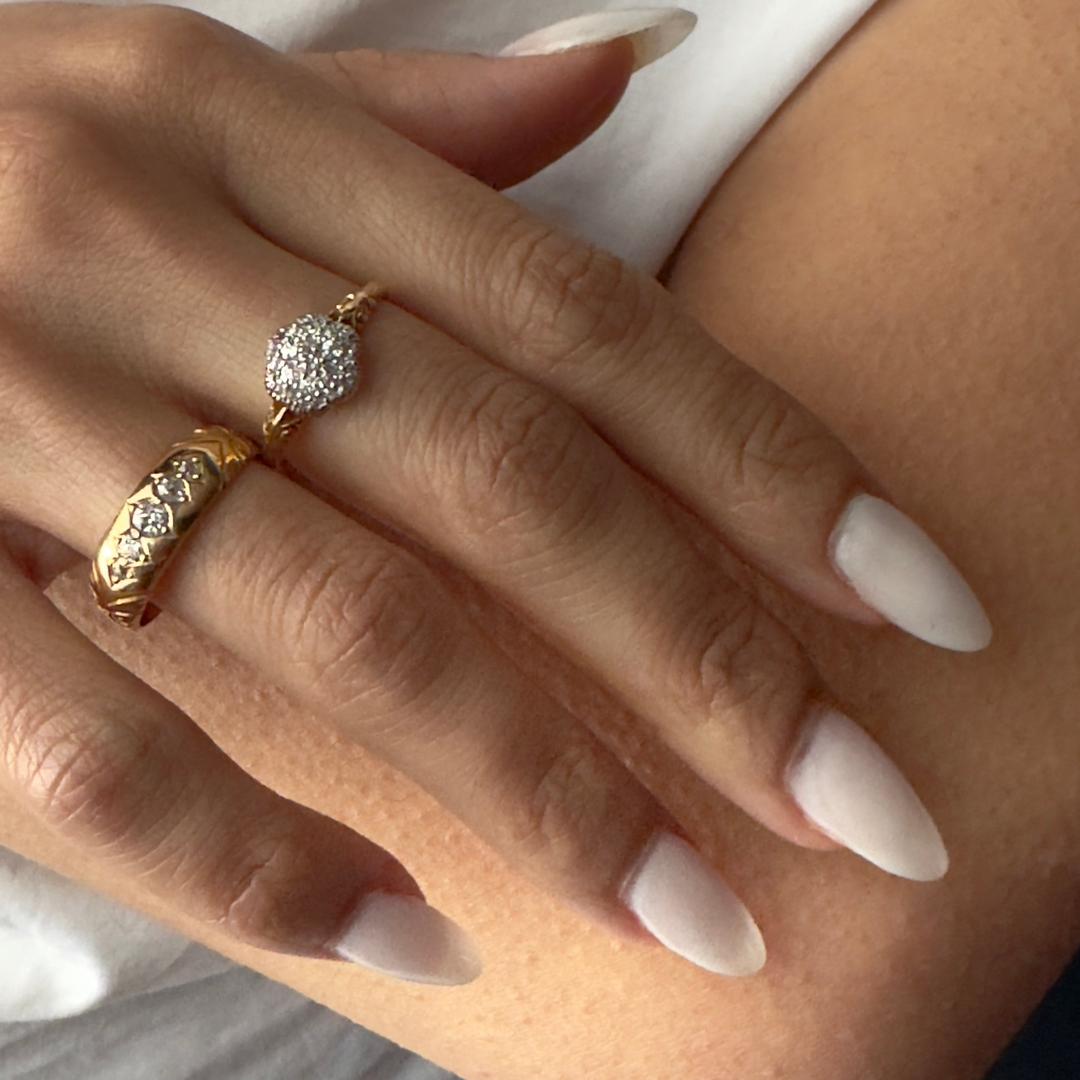 Antique Victorian 18k and Silver Diamond Cluster Ring