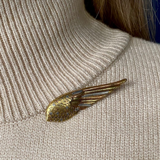 Antique 1930’s/1940’s 14k Tri Color Gold Wing Pin