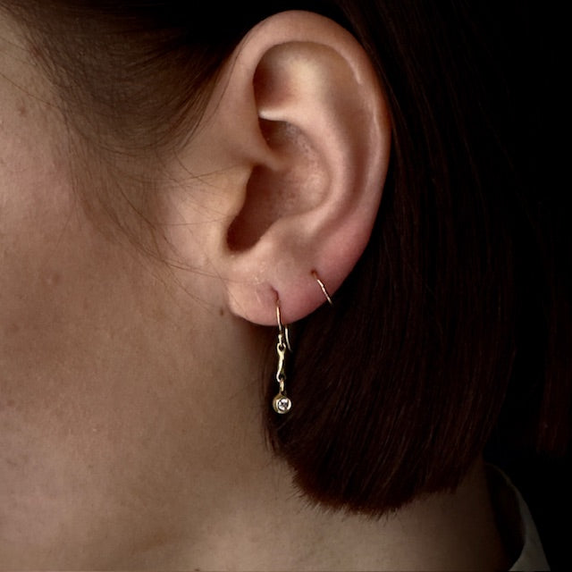 TenThousandThings 18k Tiny Stick & Diamond Pendant Earrings