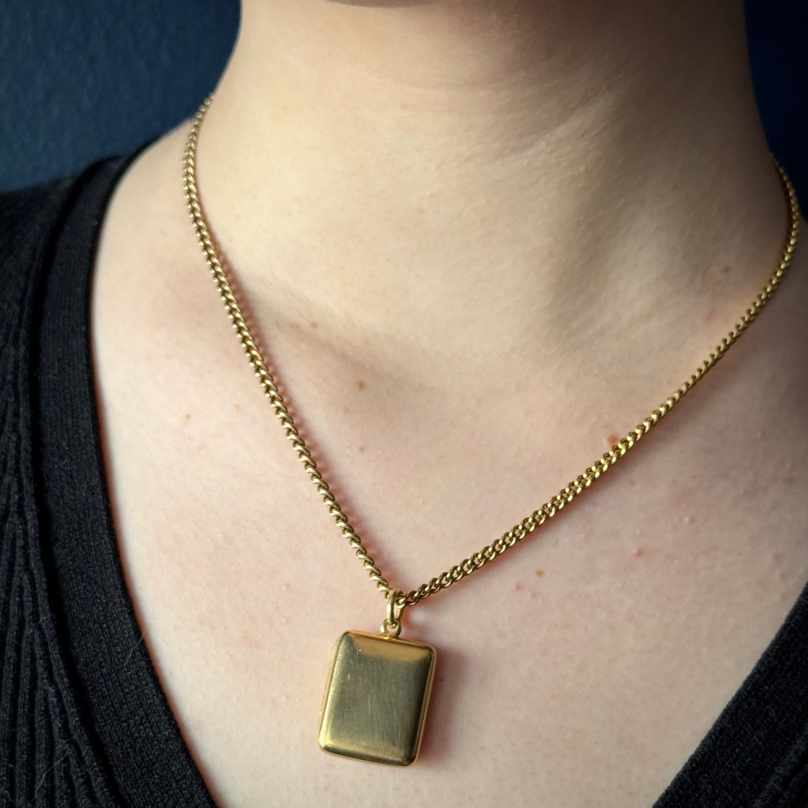 Antique Victorian 15k 4mm Curb Link Chain- 18"