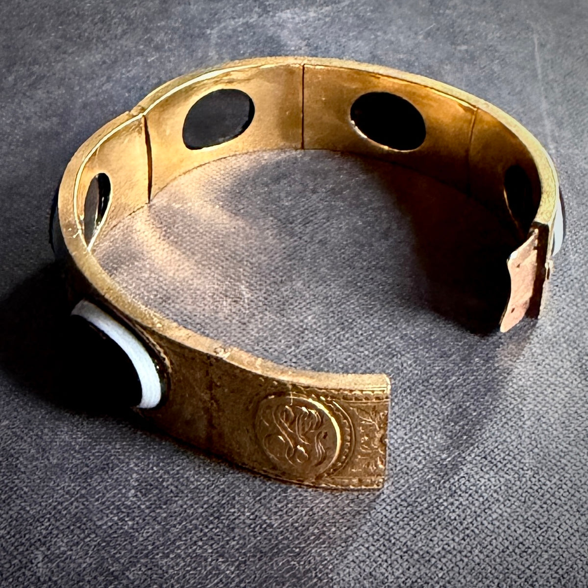 Antique Victorian 14k Bull's Eye Agate Bracelet