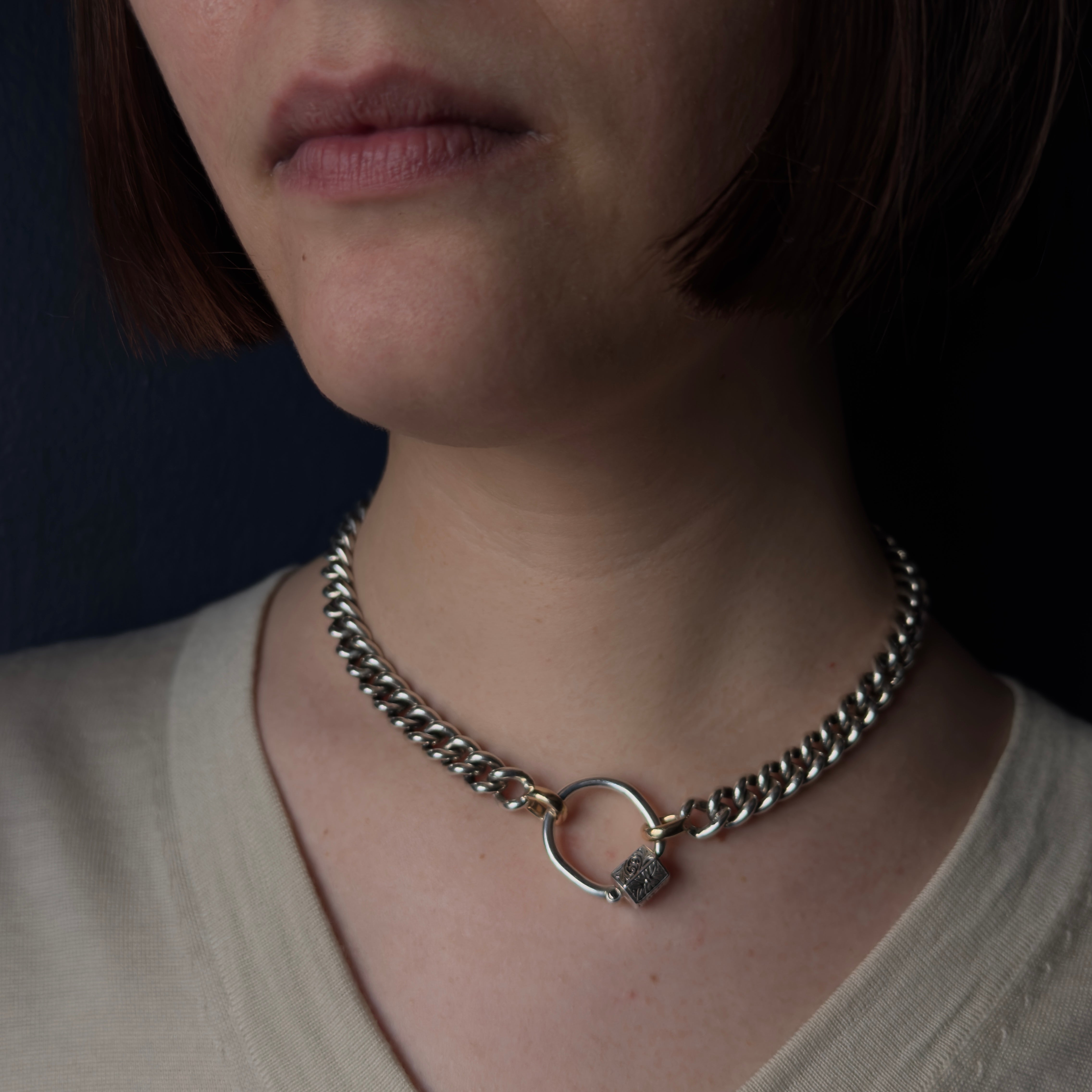 Marla Aaron Silver Embossed Chubby Trundle Lock Ring