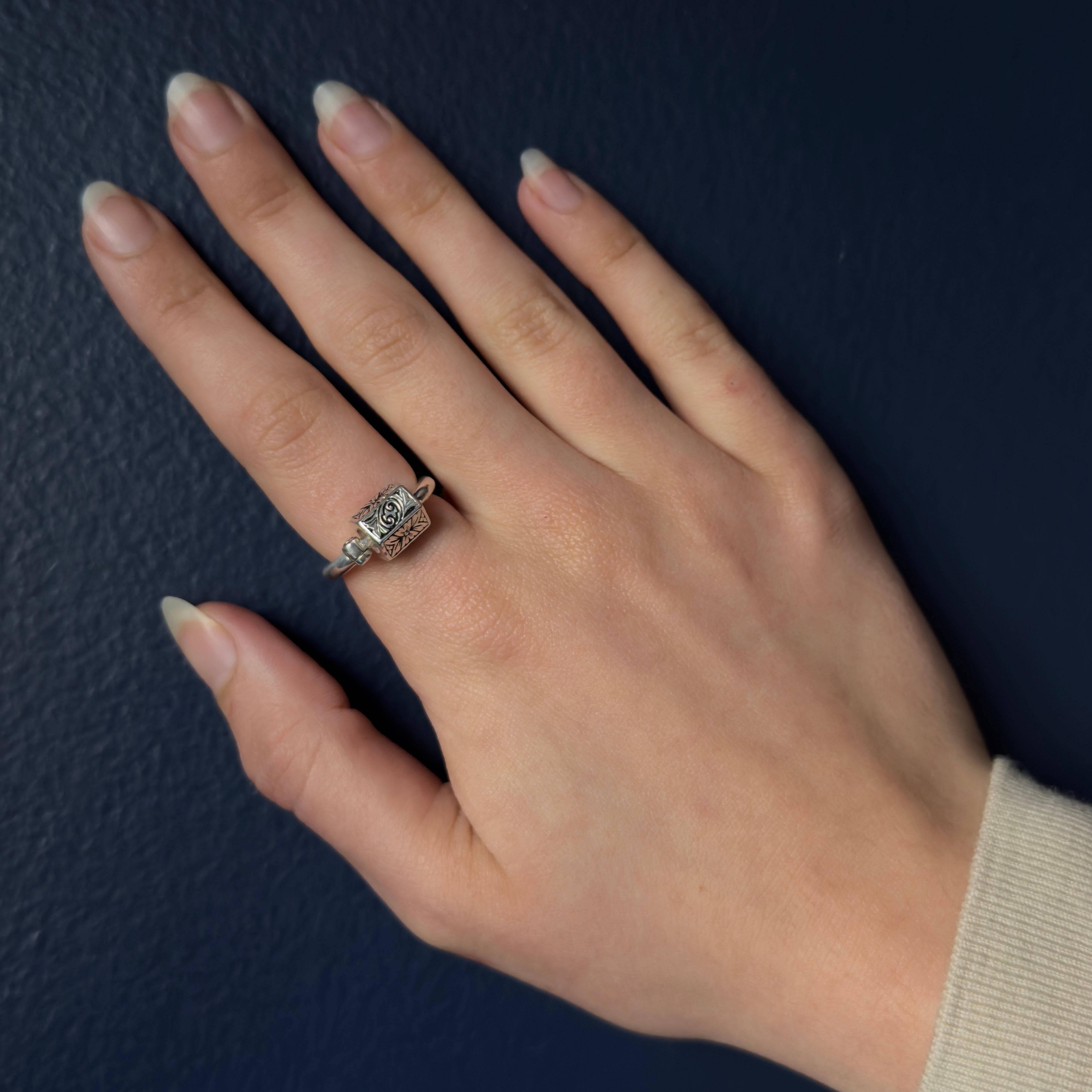 Marla Aaron Silver Embossed Chubby Trundle Lock Ring