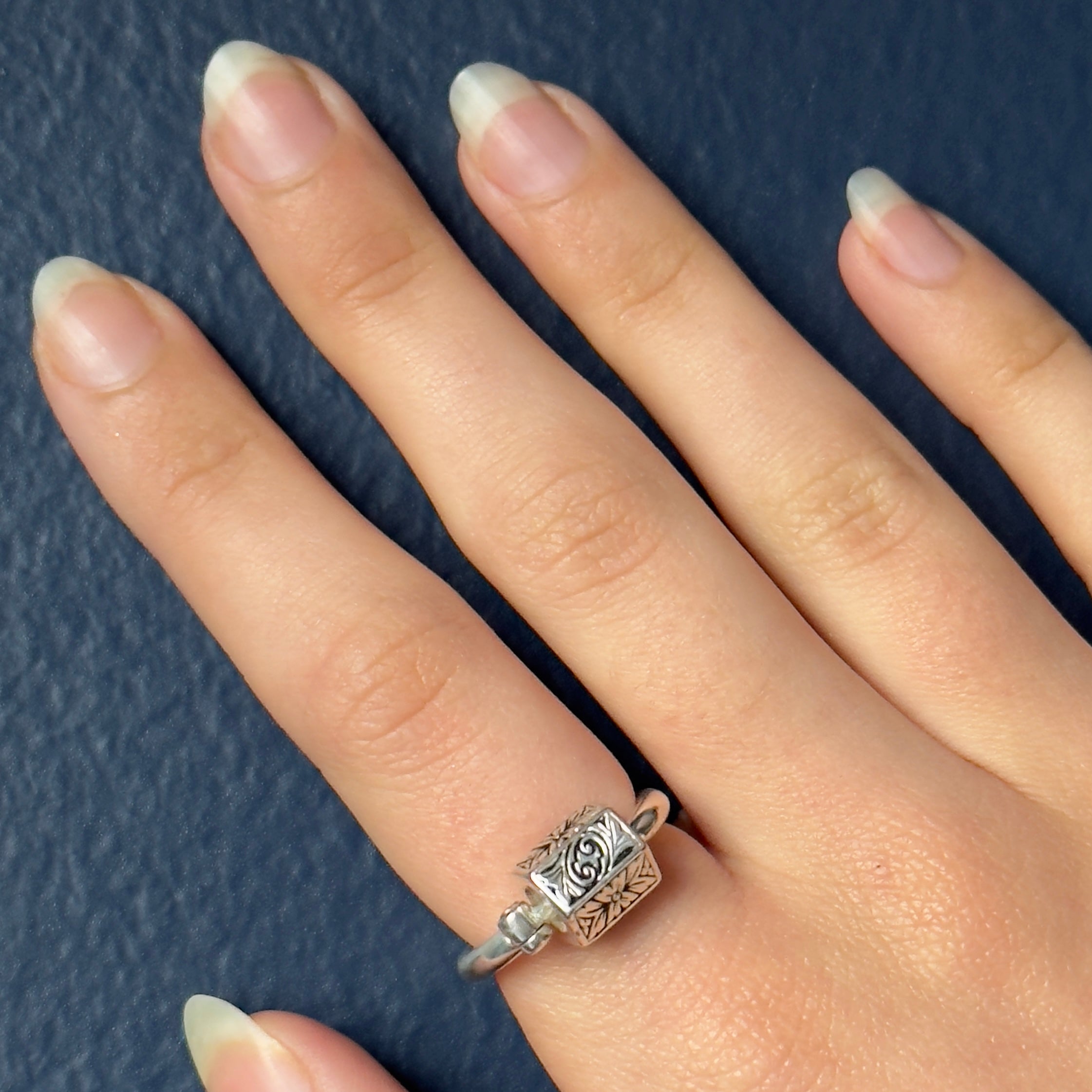 Marla Aaron Silver Embossed Chubby Trundle Lock Ring