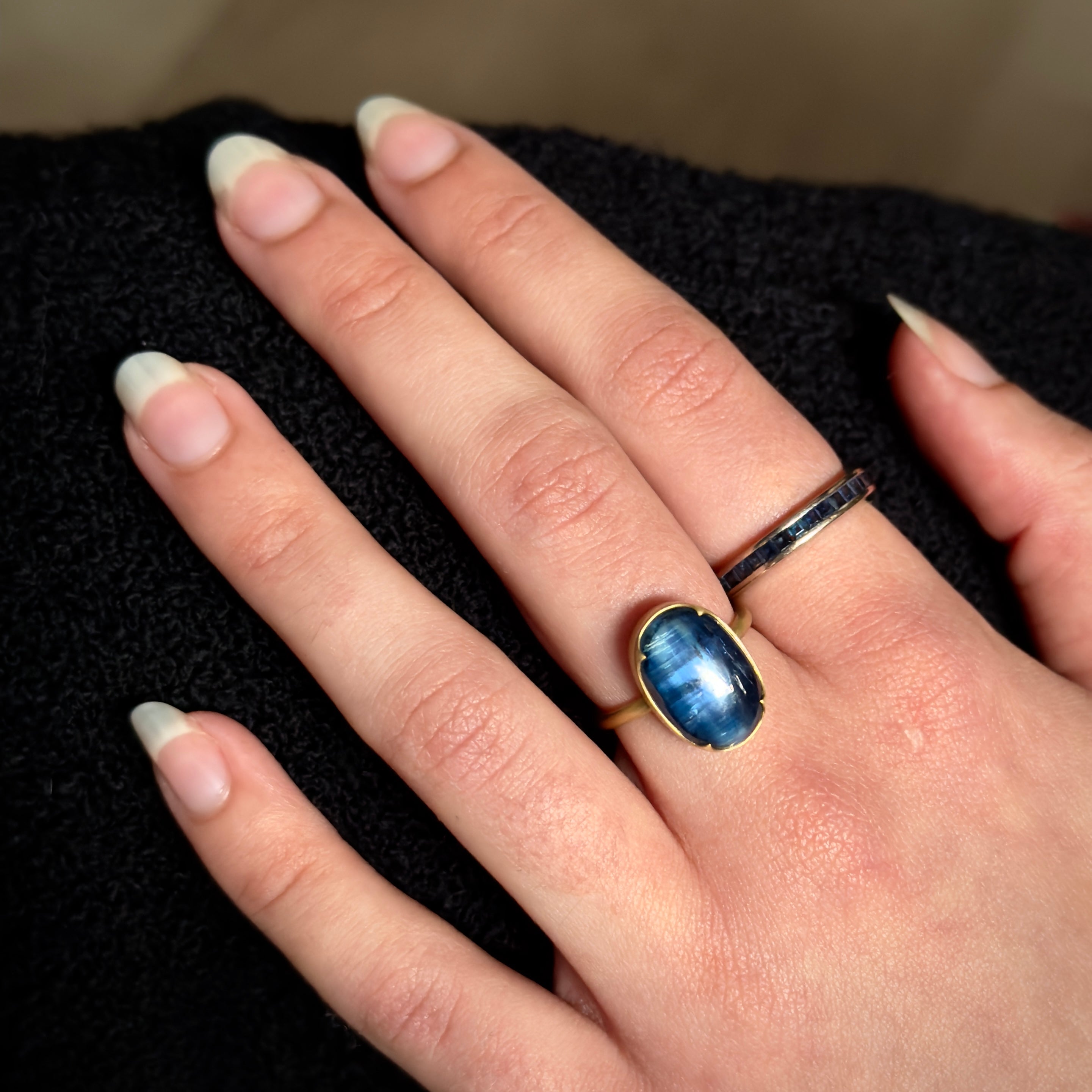 Gabriella Kiss 18k Oval Kyanite Ring- 9.9ct.