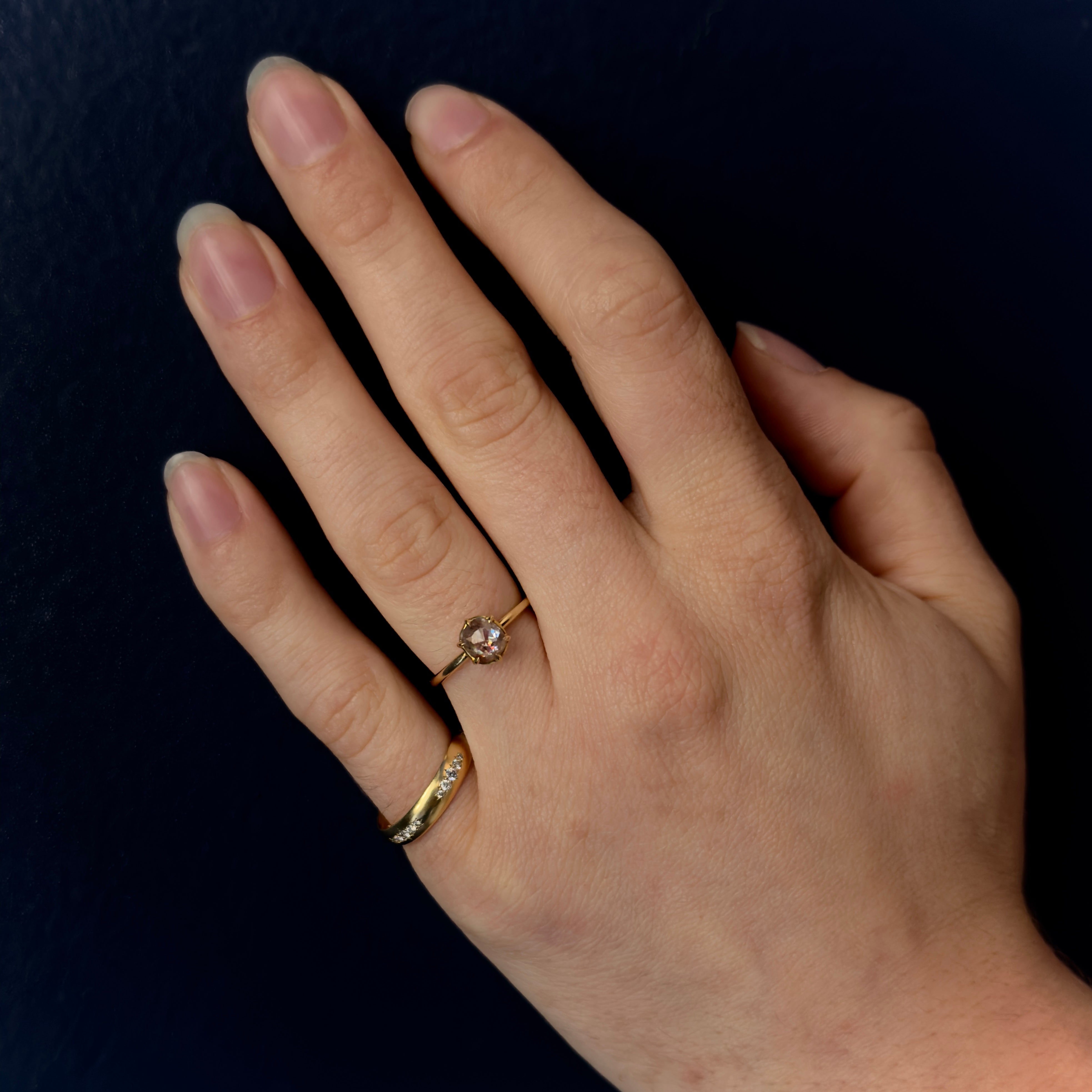 Tura Sugden 18k Rose Cut Oval Diamond Solitaire Ring- 0.71ct