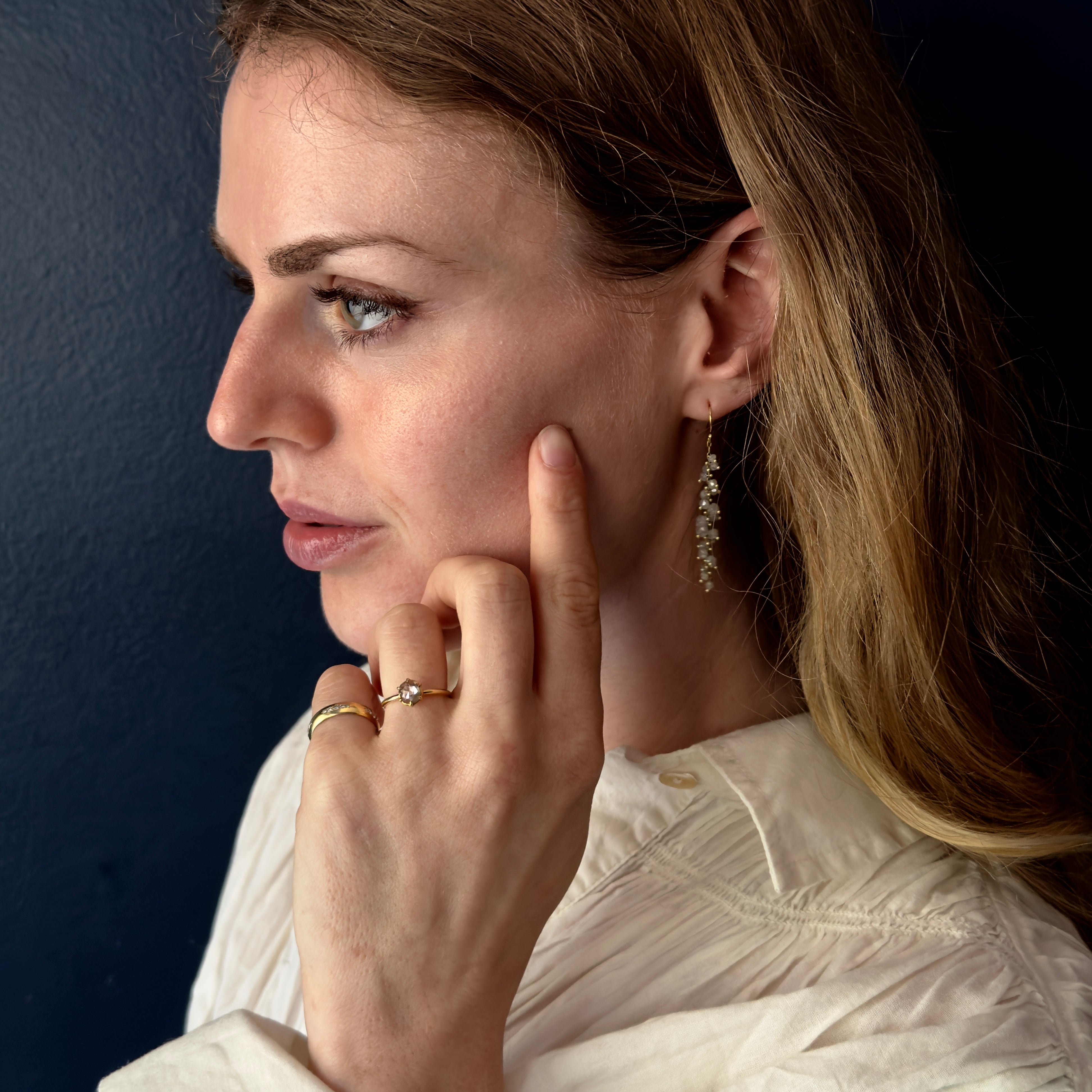 Tura Sugden 18k Rose Cut Oval Diamond Solitaire Ring- 0.71ct