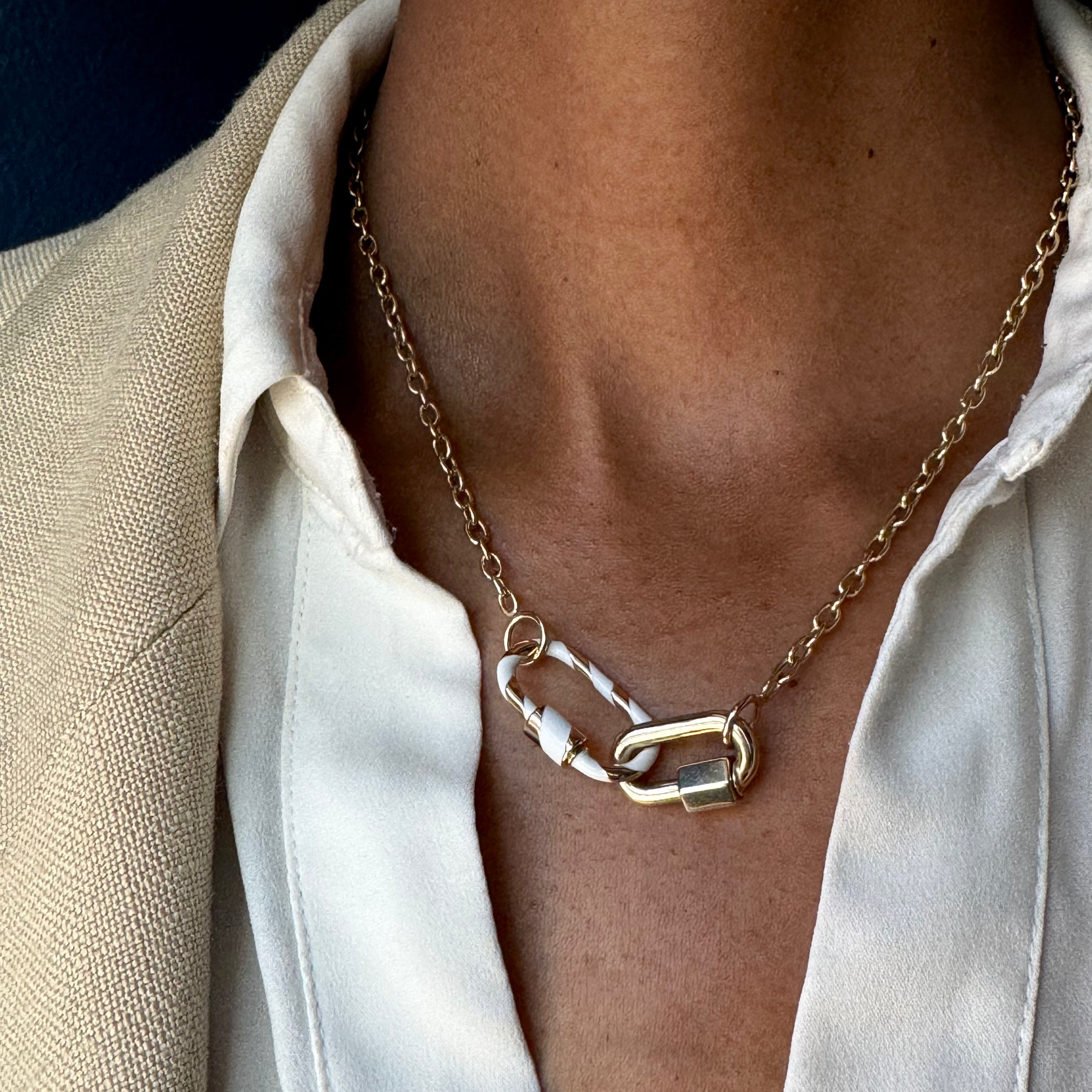 Marla Aaron 14k Yellow Gold Cloud Enamel Medium Lock