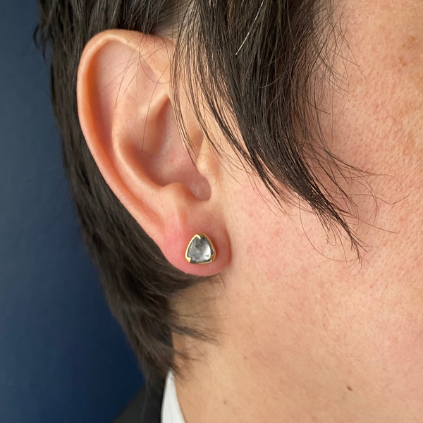 Gabriella Kiss 18k Pale Blue Rose Cut Sapphire Stud Earrings