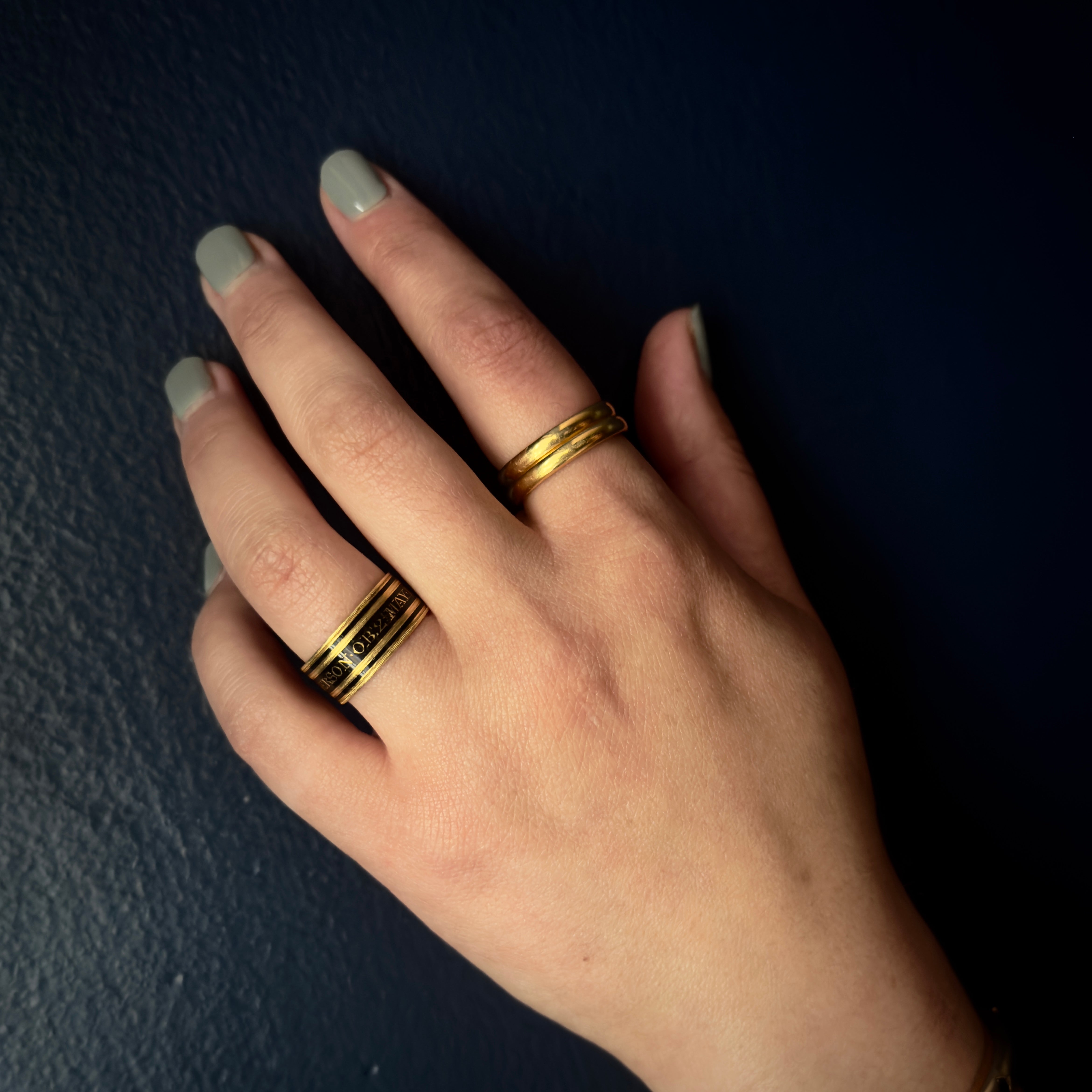 Antique Georgian 18k and Enamel Mourning Band- "Mrs Alice Henderson"