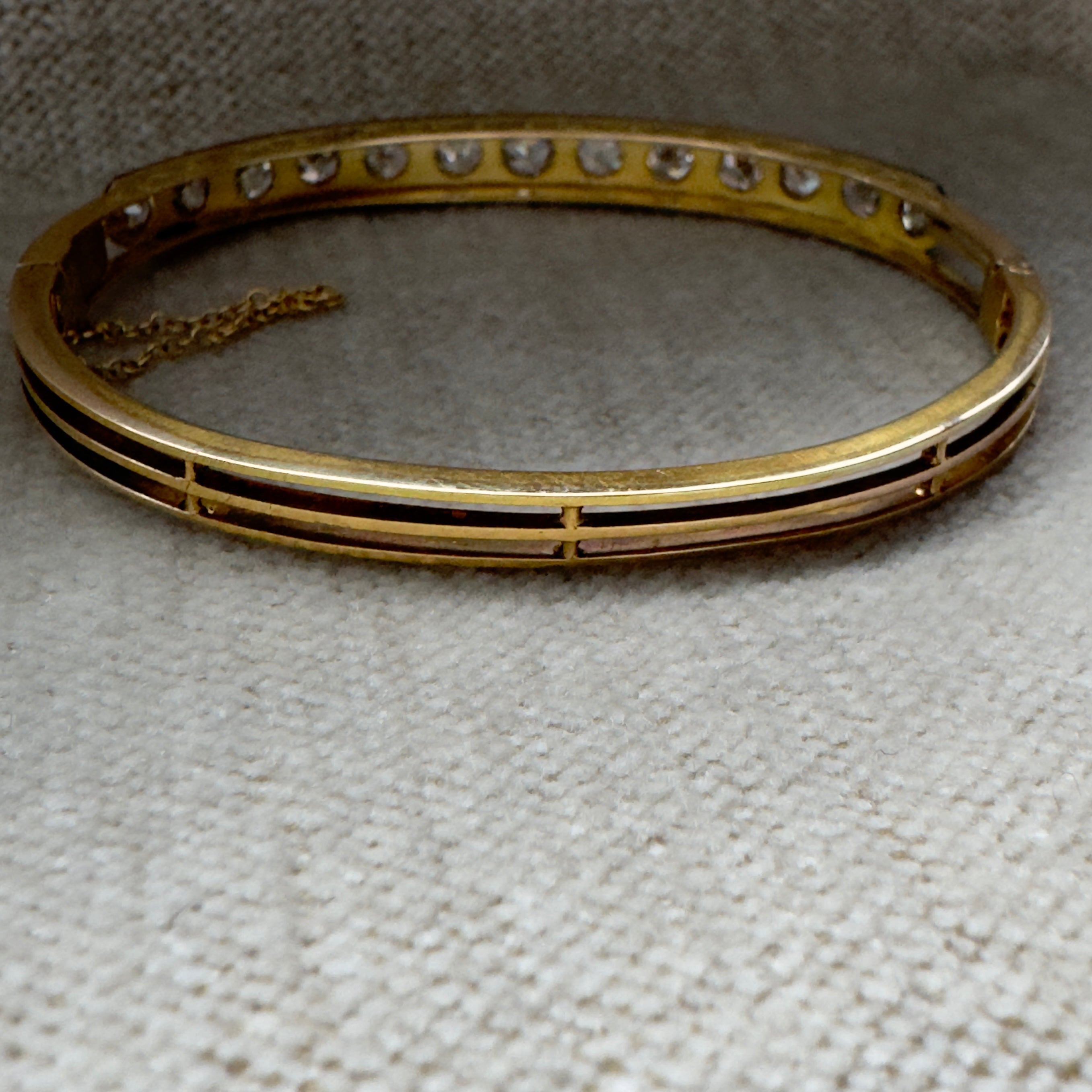 Antique Victorian 15k/Silver Diamond Bangle Bracelet - 4.37 ctw