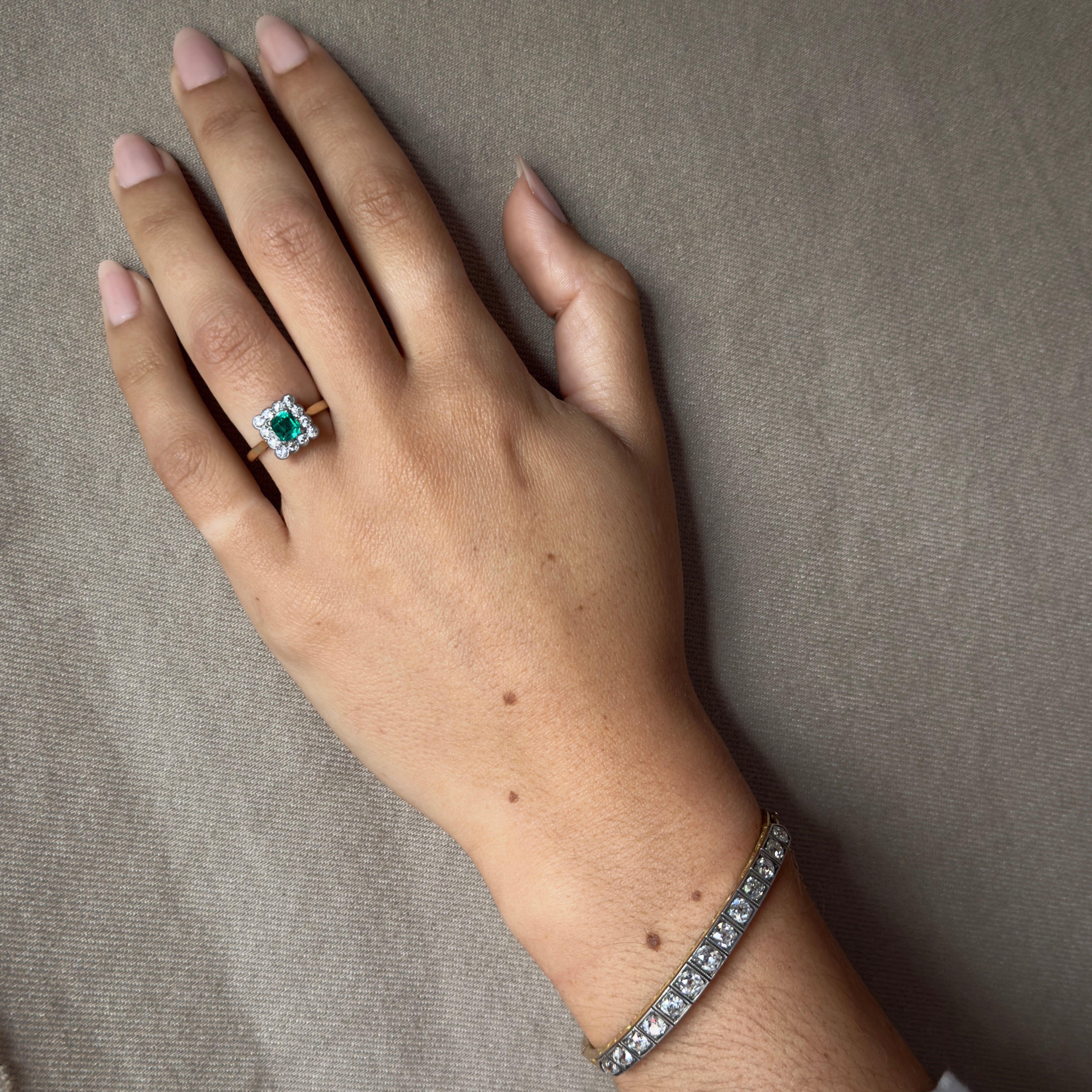 Antique Victorian 15k/Silver Diamond Bangle Bracelet - 4.37 ctw