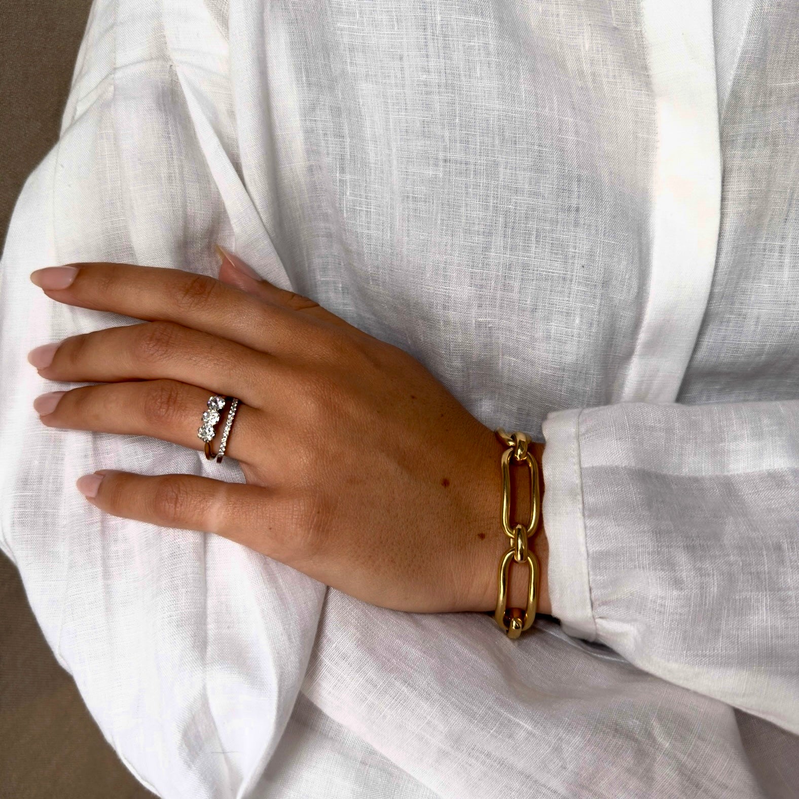 Vintage Mid-Century 18k Long Link Bracelet
