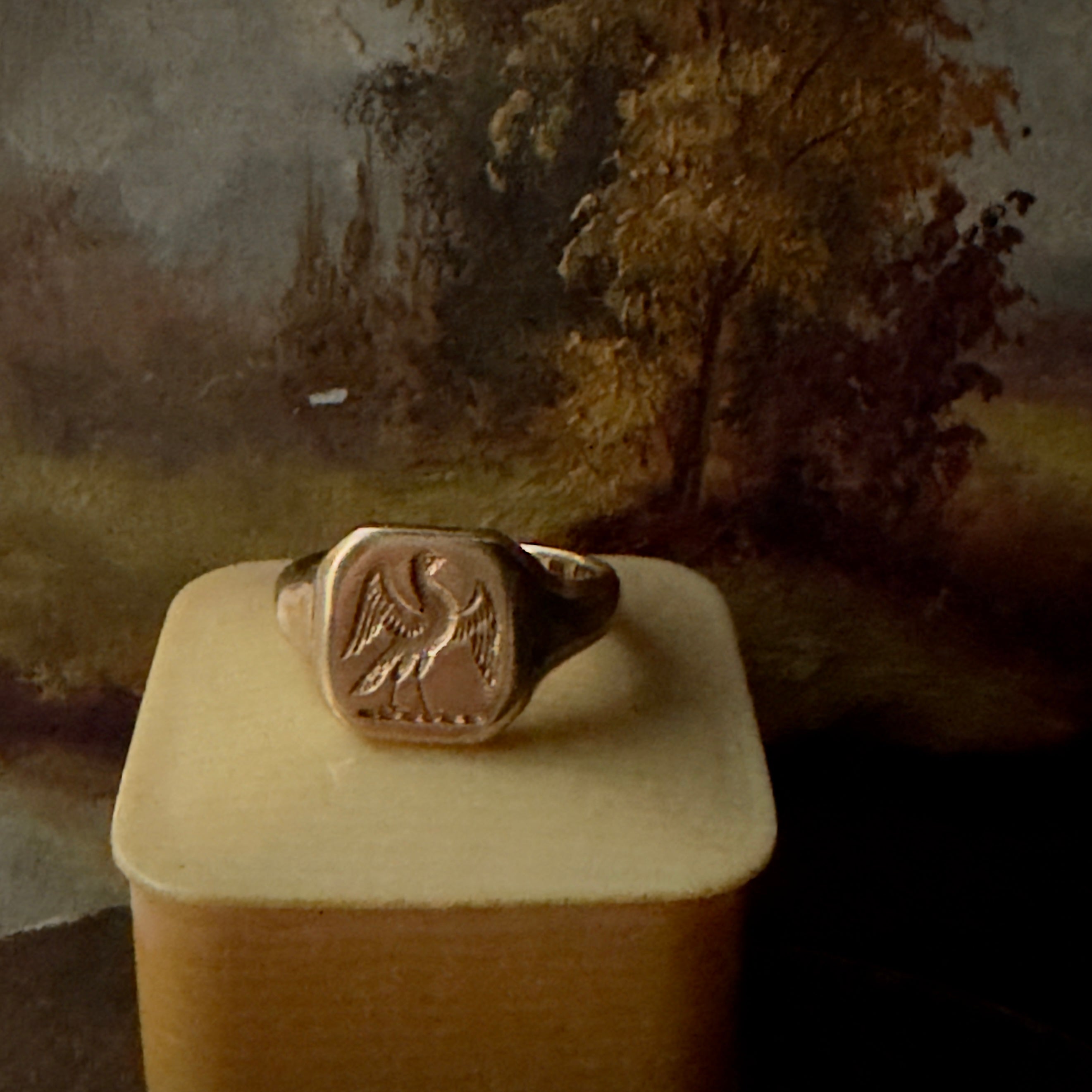 Antique 1920's 18k Bird Signet Ring