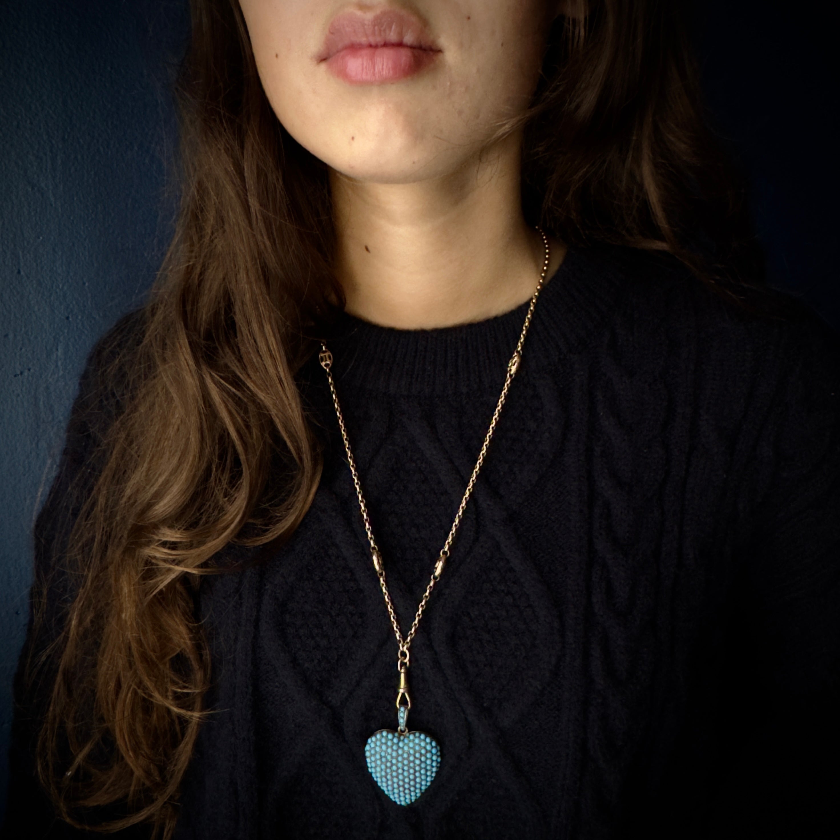 Antique Victorian 15k Plaques Chain- 31”