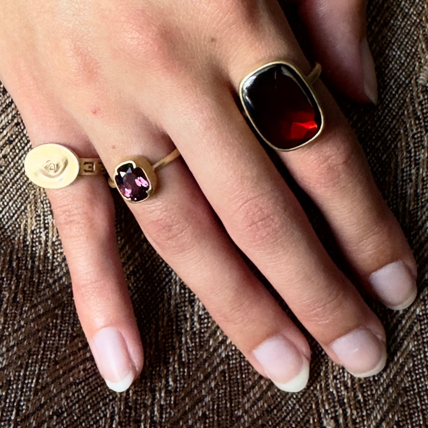 Gabriella Kiss 18k Buff Top Almandine Garnet Ring- 11.3ct