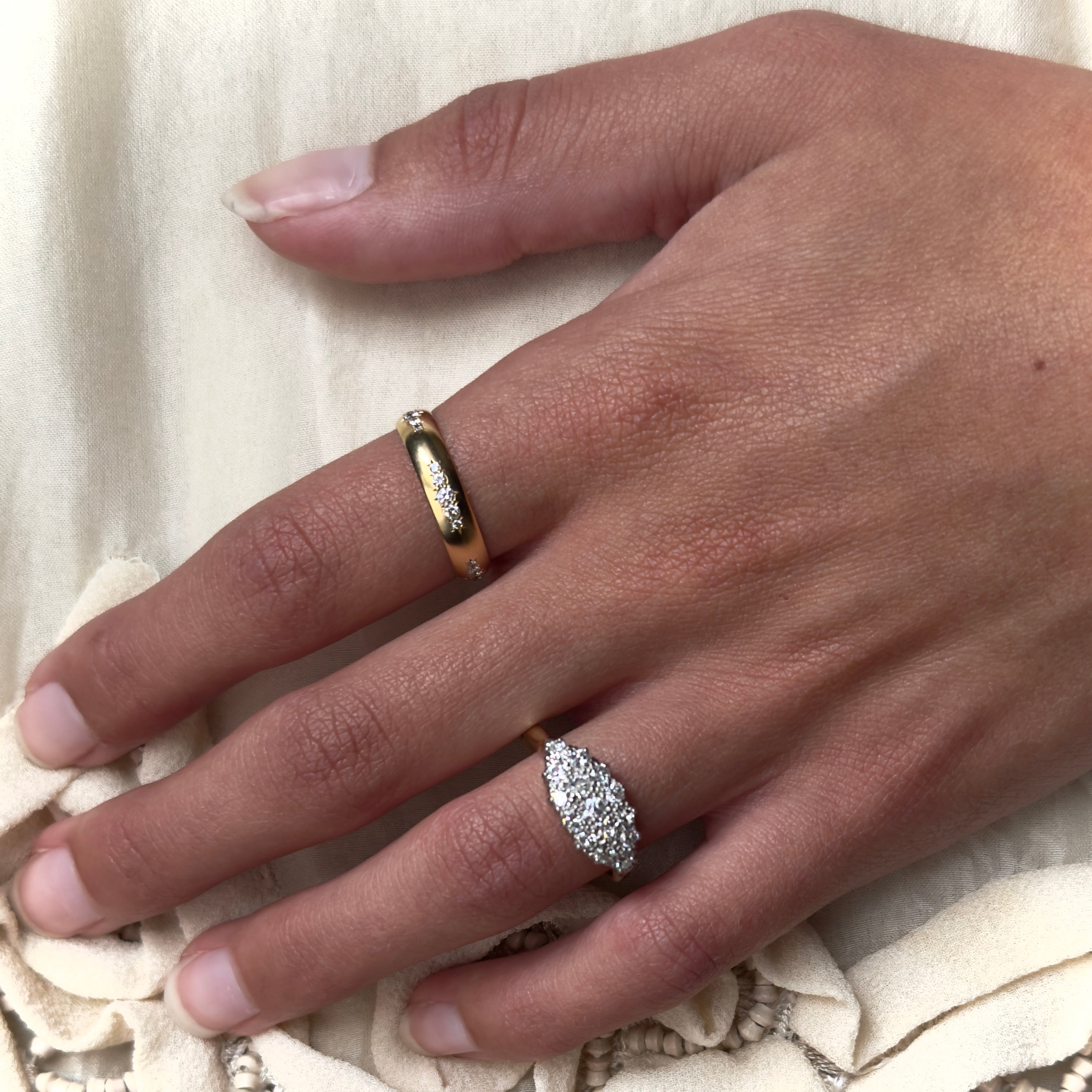 Antique Edwardian 18k/Platinum Diamond Boat Shaped Ring