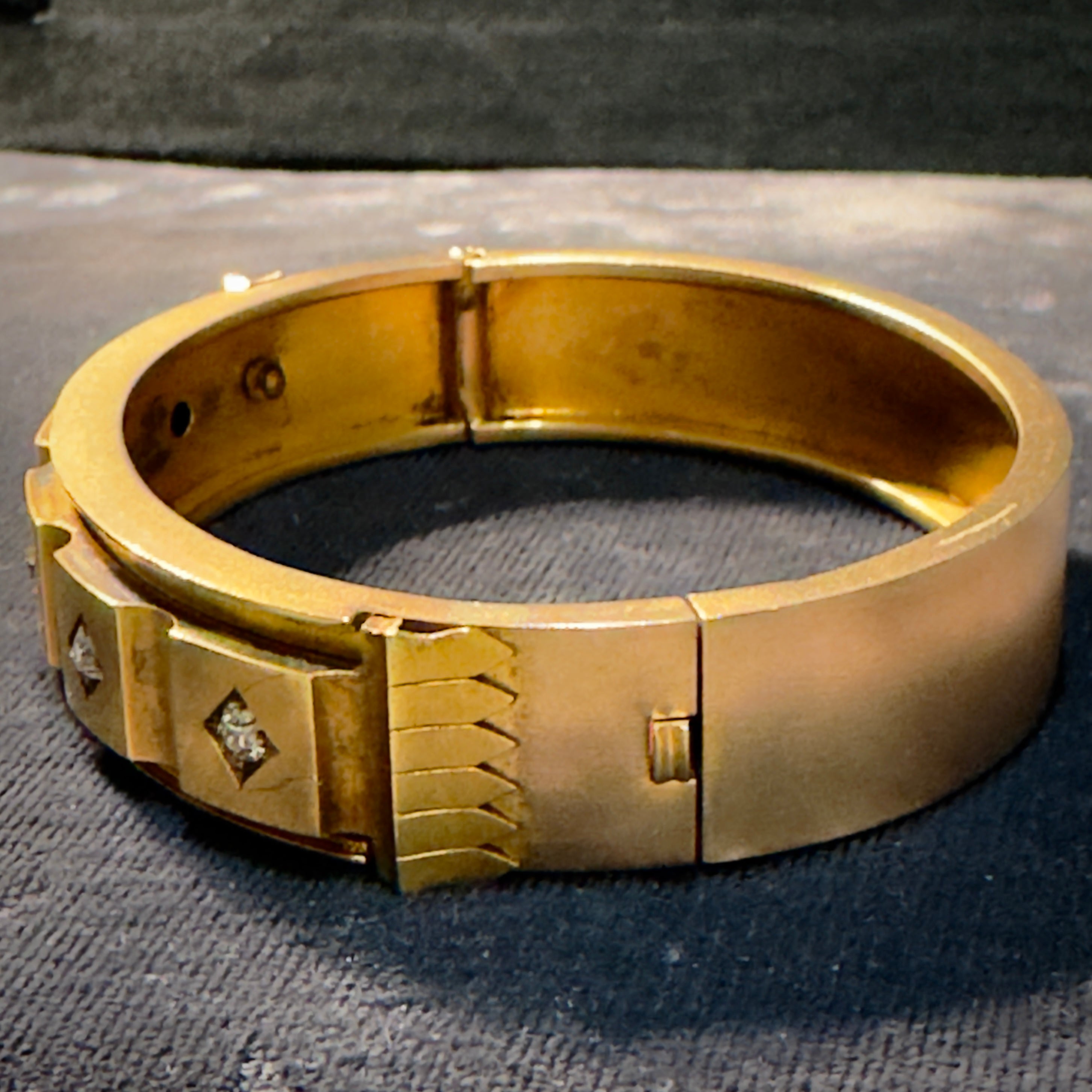 Antique Victorian 15k Diamond Panel Bangle