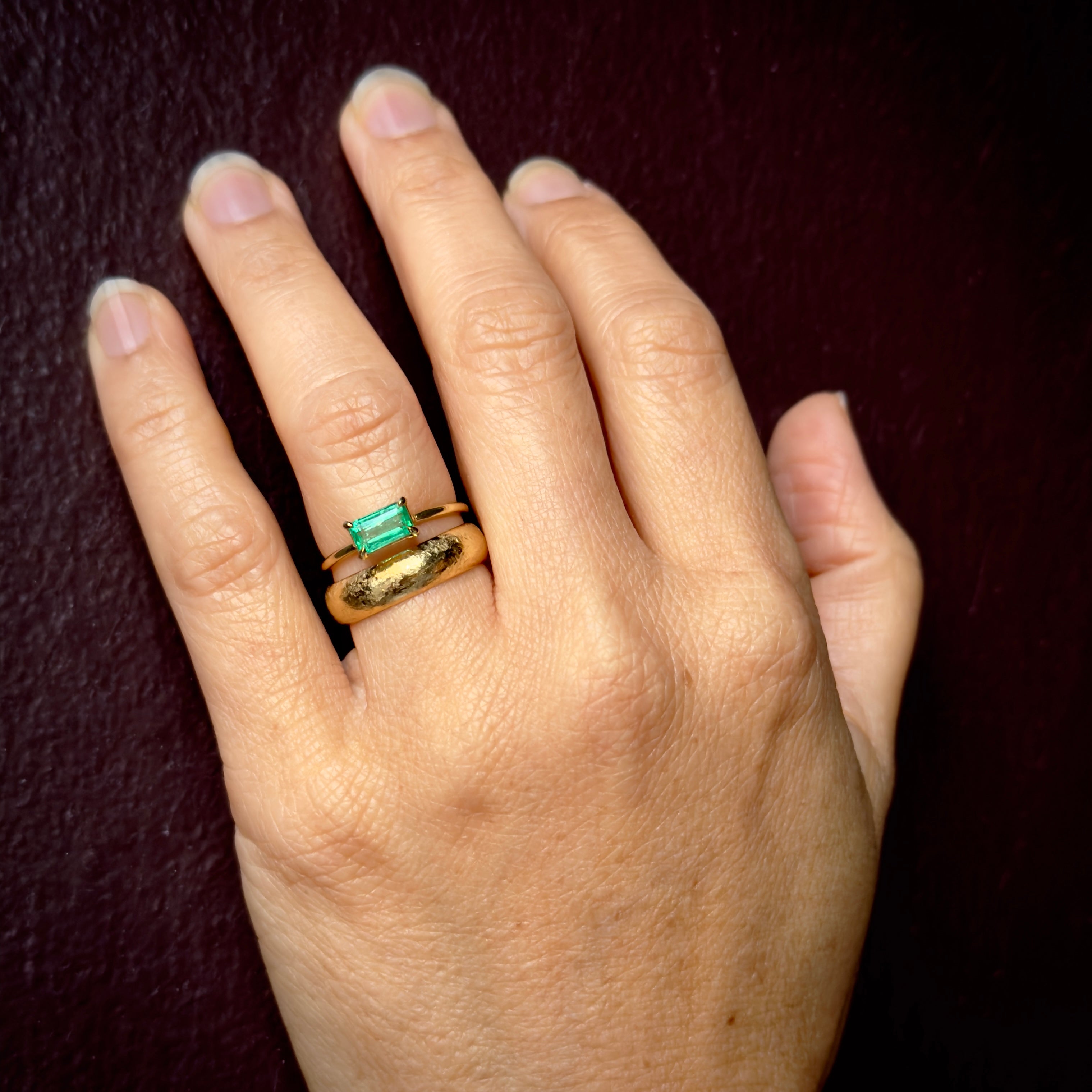 Tura Sugden 18k Step Cut Colombian Emerald Solitaire Ring- 0.69ct