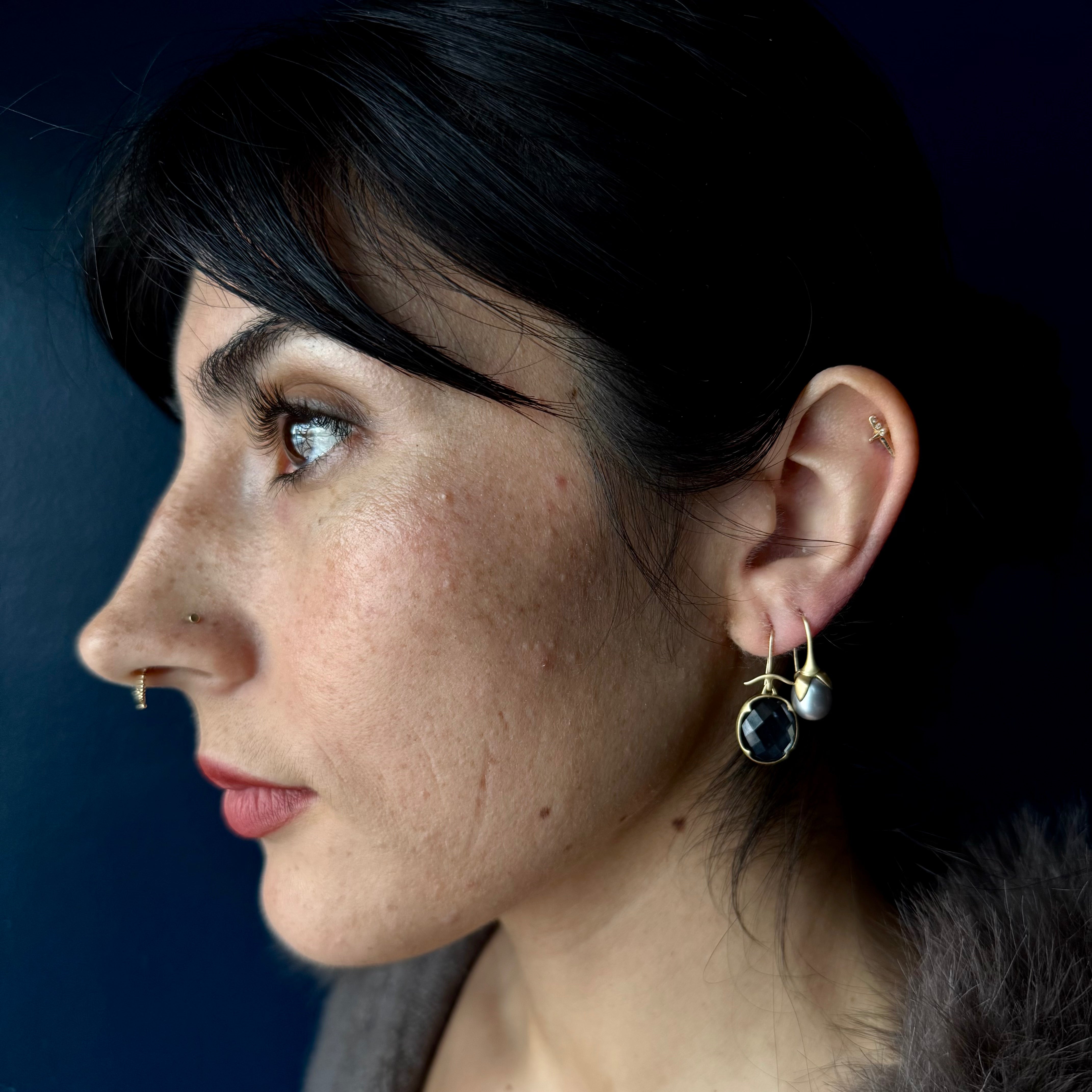 Gabriella Kiss 18k Amethyst Over Hematite Earrings