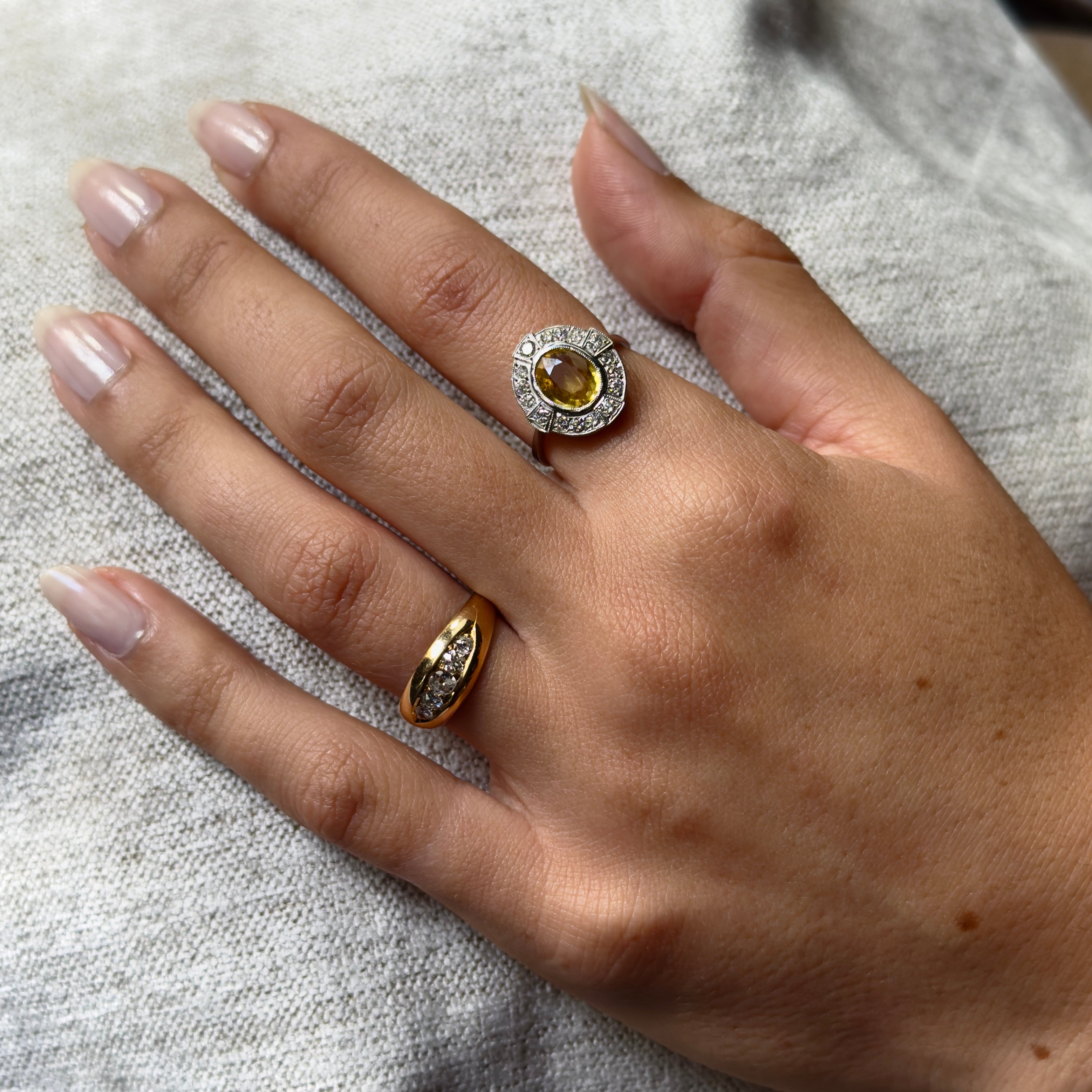 Antique Victorian 18k Diamond Five Stone Flush Set Ring- .40ctw