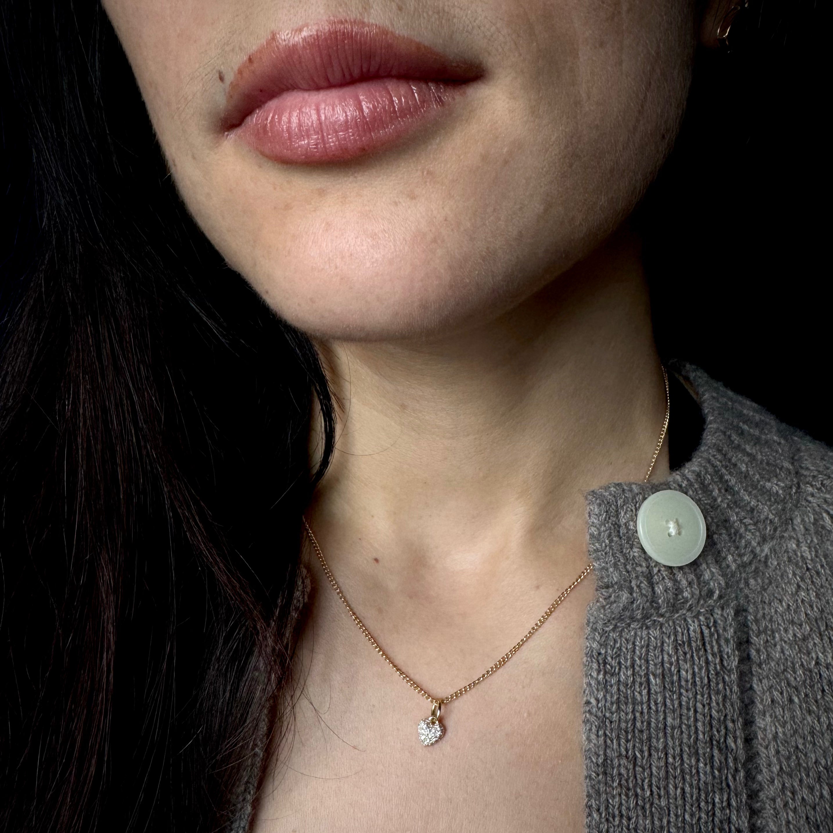 Métier Modern 14k Gold Small Diamond Pave Heart Pendant