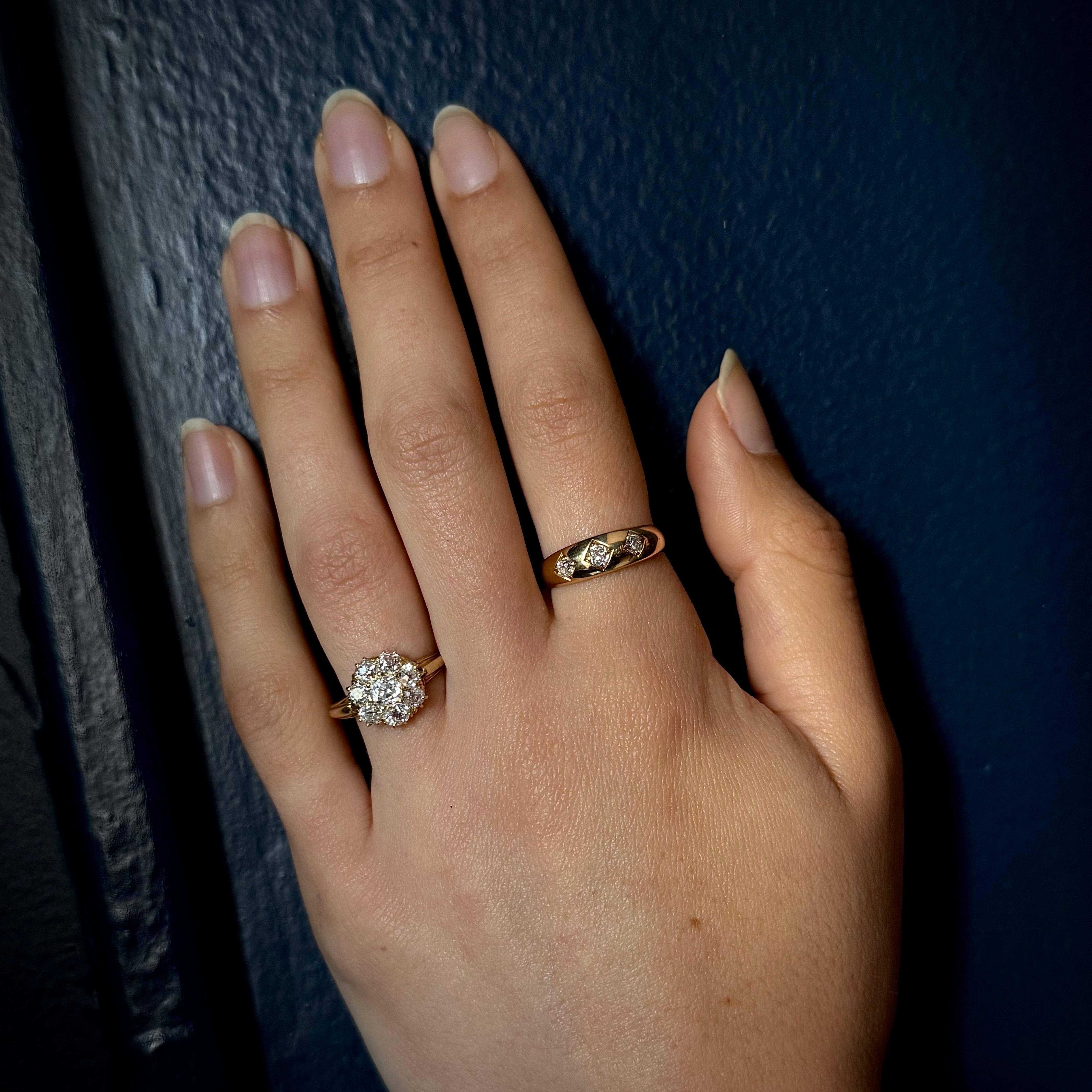 Antique Victorian 18k Diamond Cluster Ring- 1.50ctw