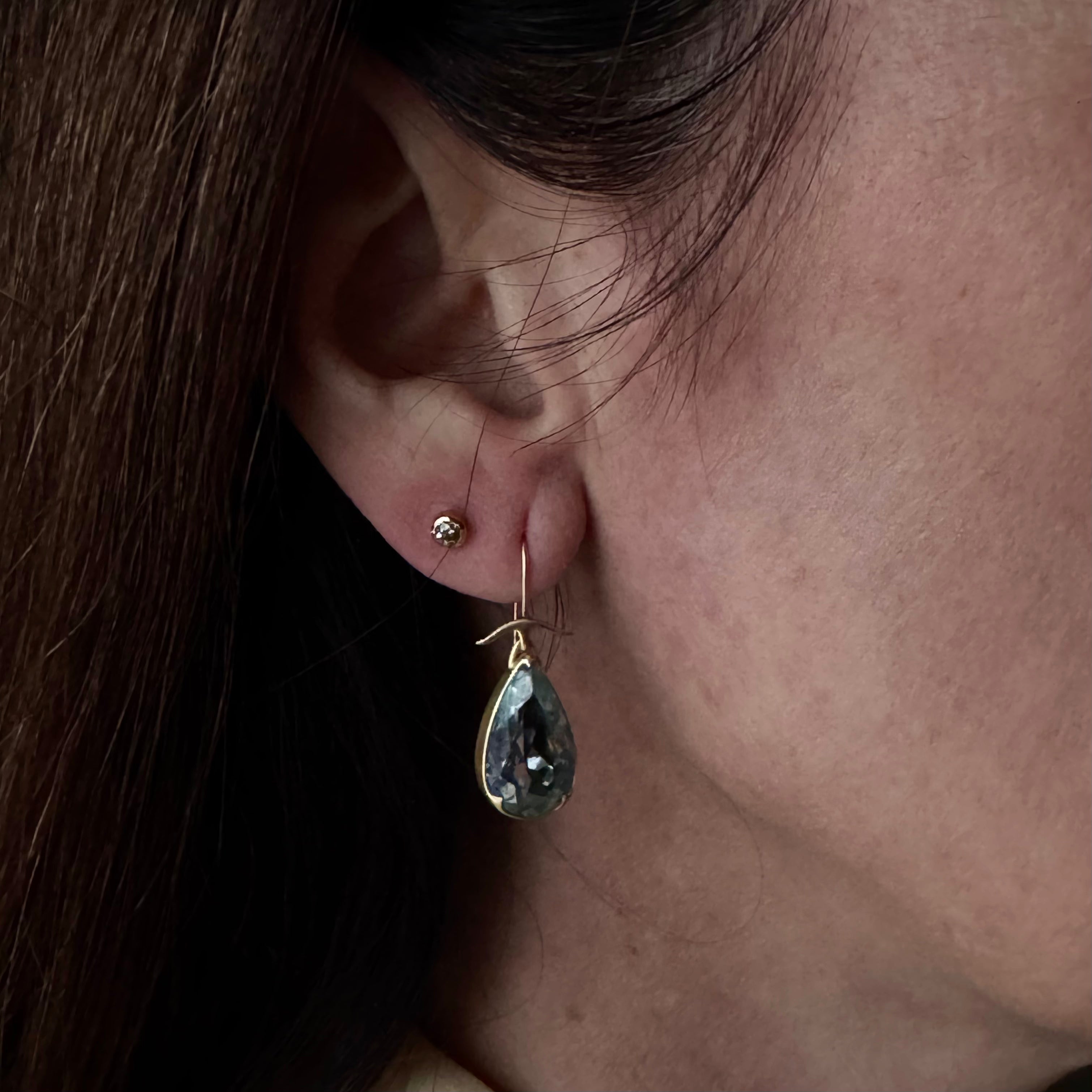 Gabriella Kiss 18k Facetted Pear Shaped Aquamarine Earrings