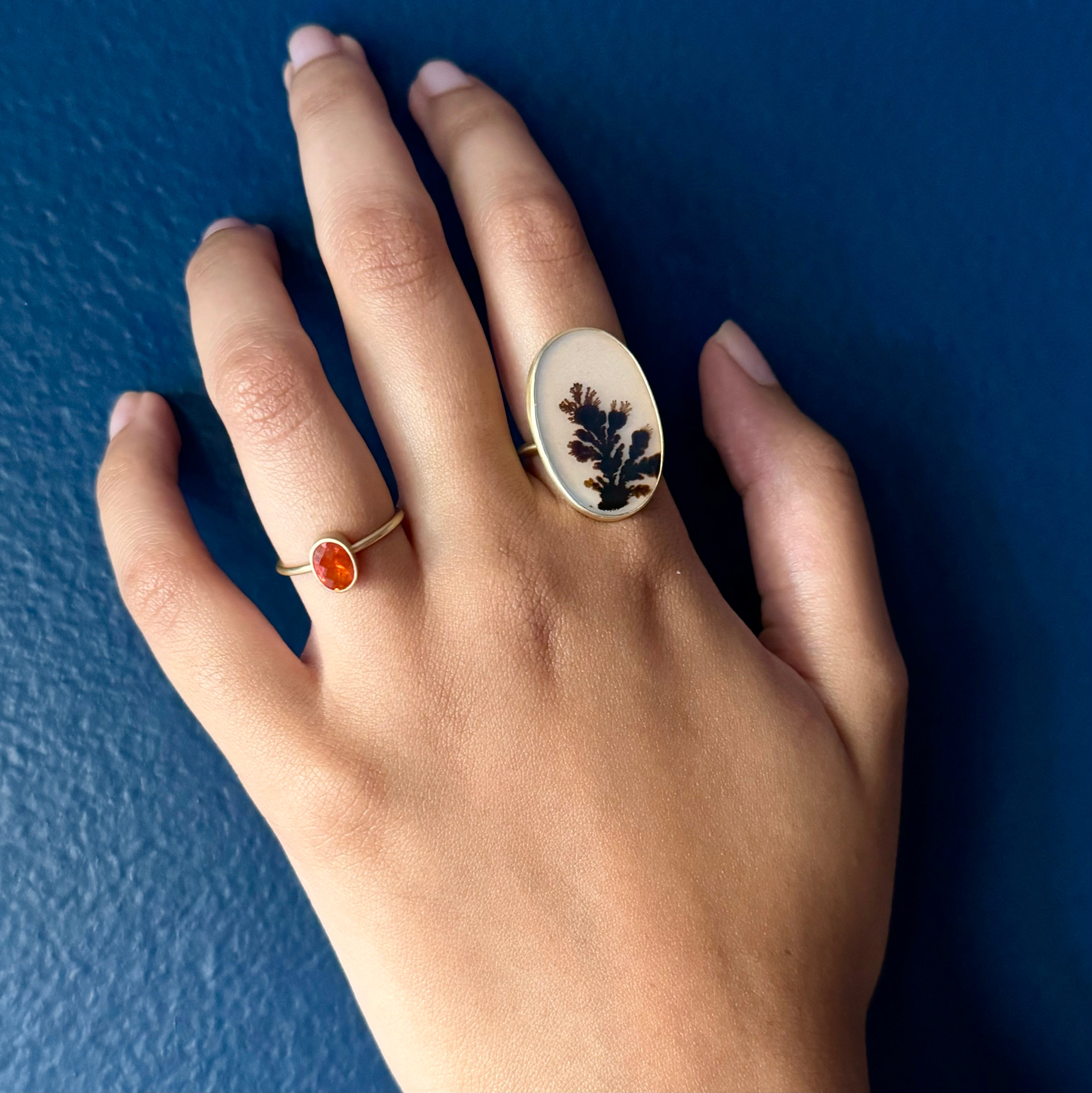 Gabriella Kiss 18k Oval Faceted Fire Opal Ring