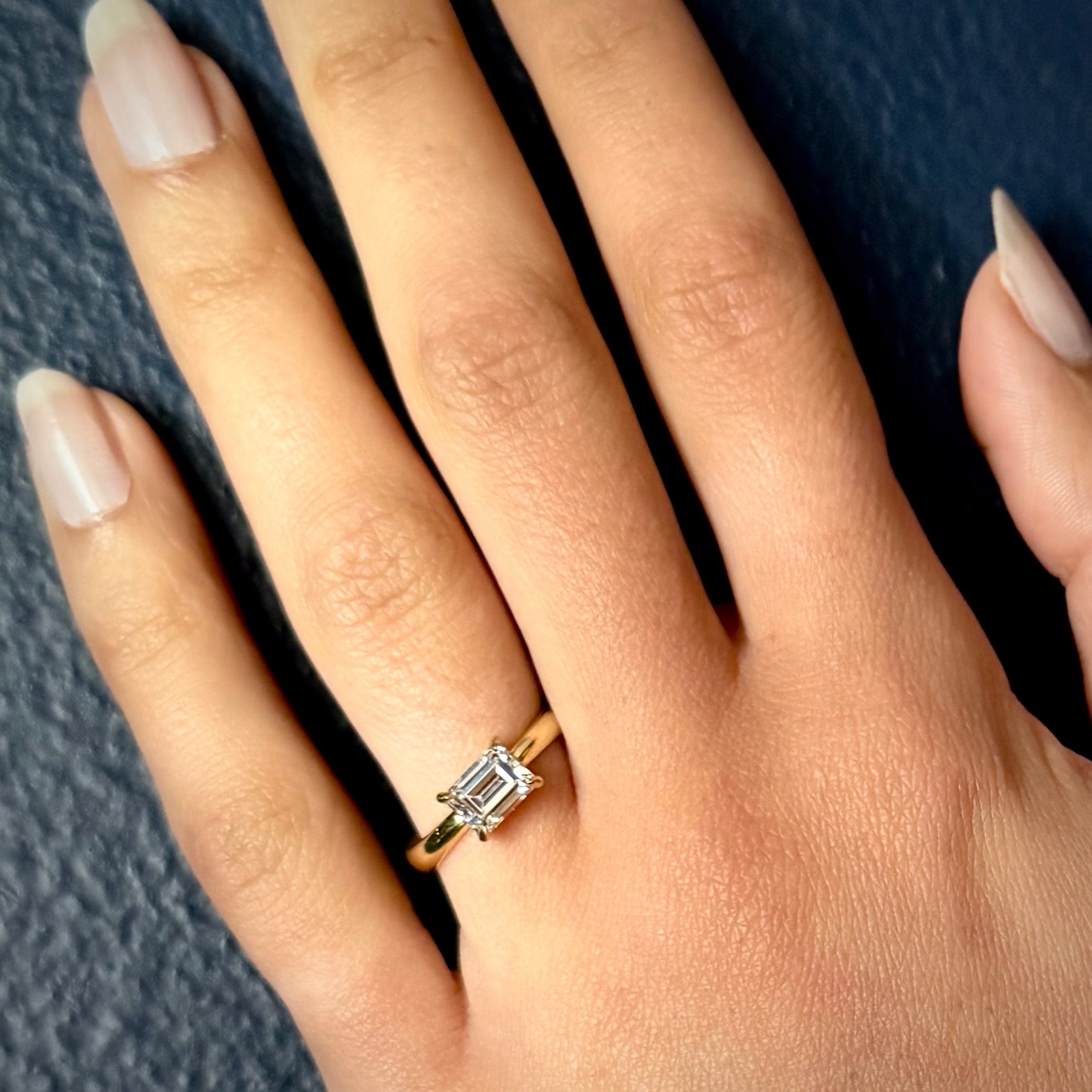 Tura Sugden 18k Emerald Cut Diamond Solitaire Ring- 1.08ct