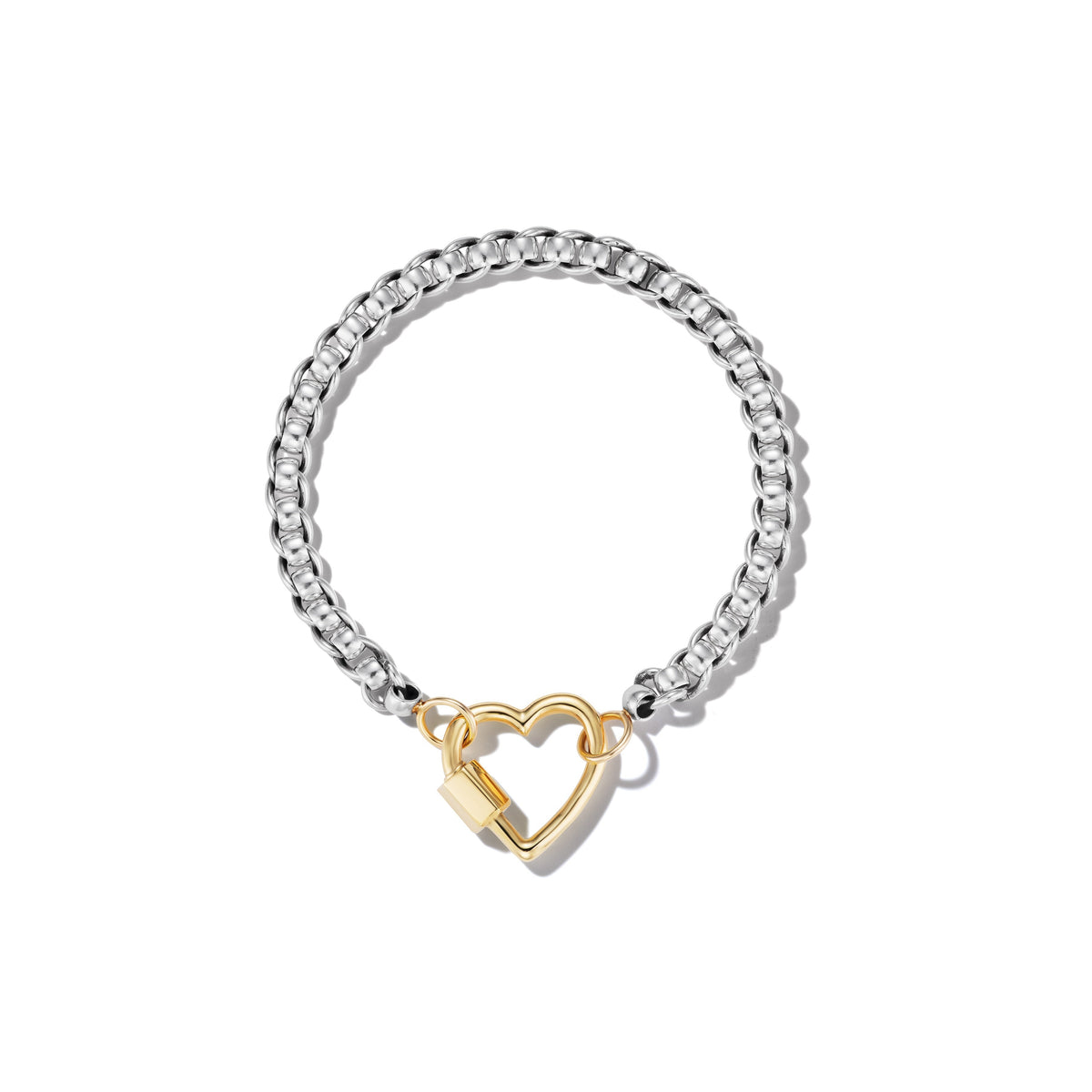 Marla Aaron Silver Rolling Curb Chain Bracelet w/Yellow Gold Loops