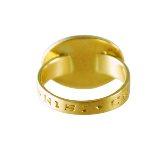 Gabriella Kiss 14k Large Eye with Tear Ring Inscribed with "Nil Nisi Cruce"