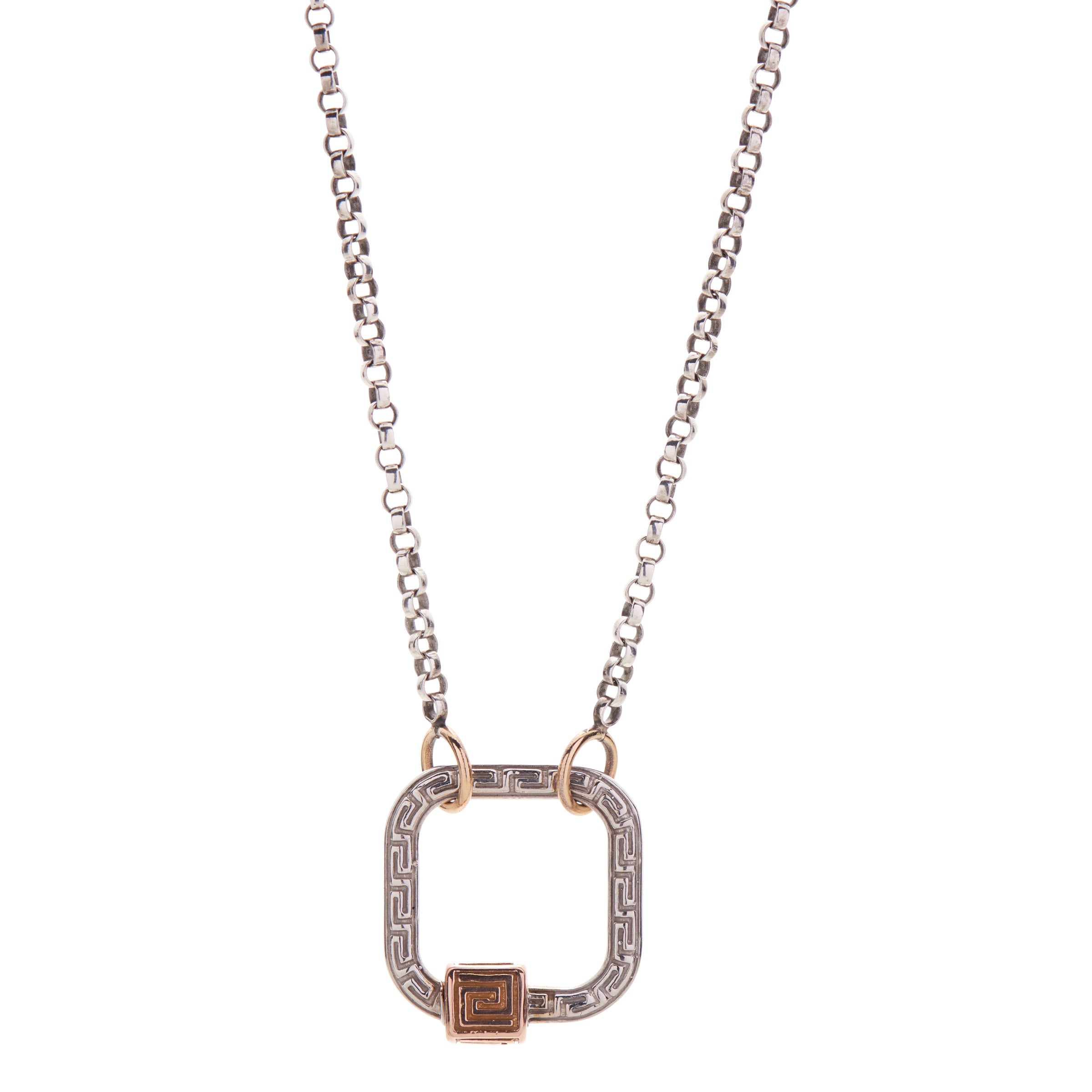 Marla Aaron 14k White Gold Meander Lock with Yellow Gold Closure