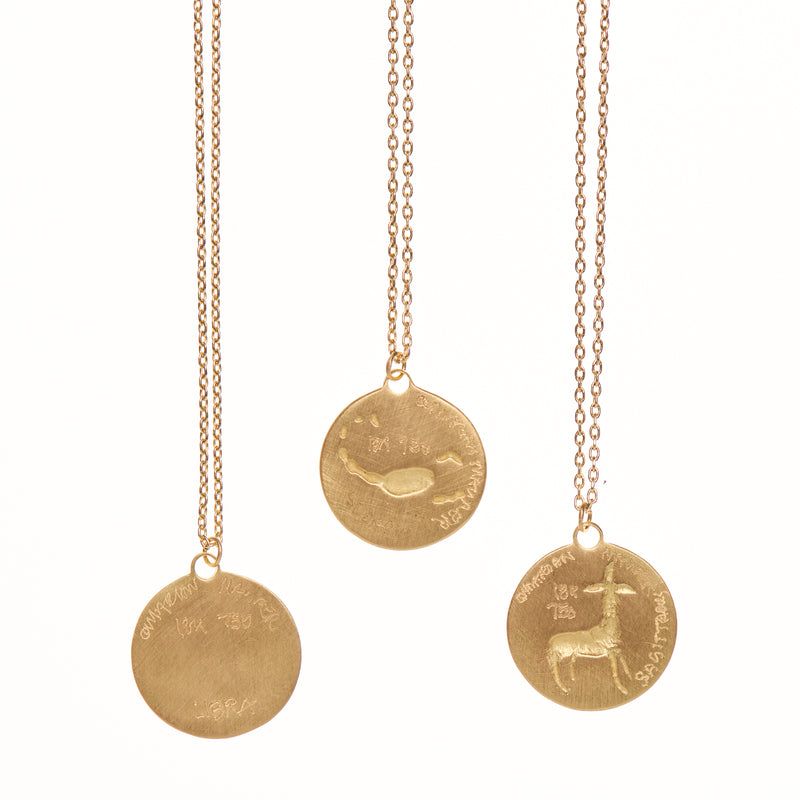 Marian Maurer 18k Zodiac Medal Necklace w/ 16"-18" Chain