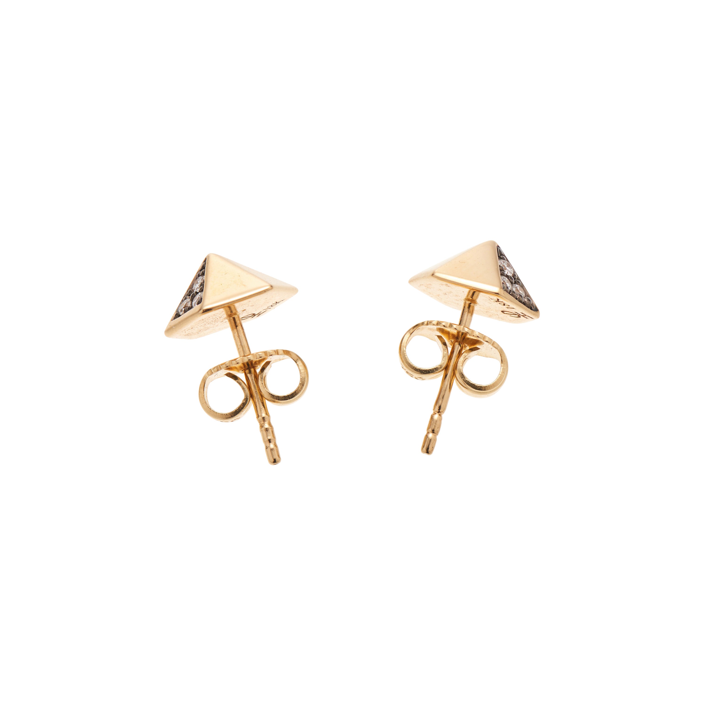 Harwell Godfrey 18k Diamond Blackened Pyramid Stud Earrings