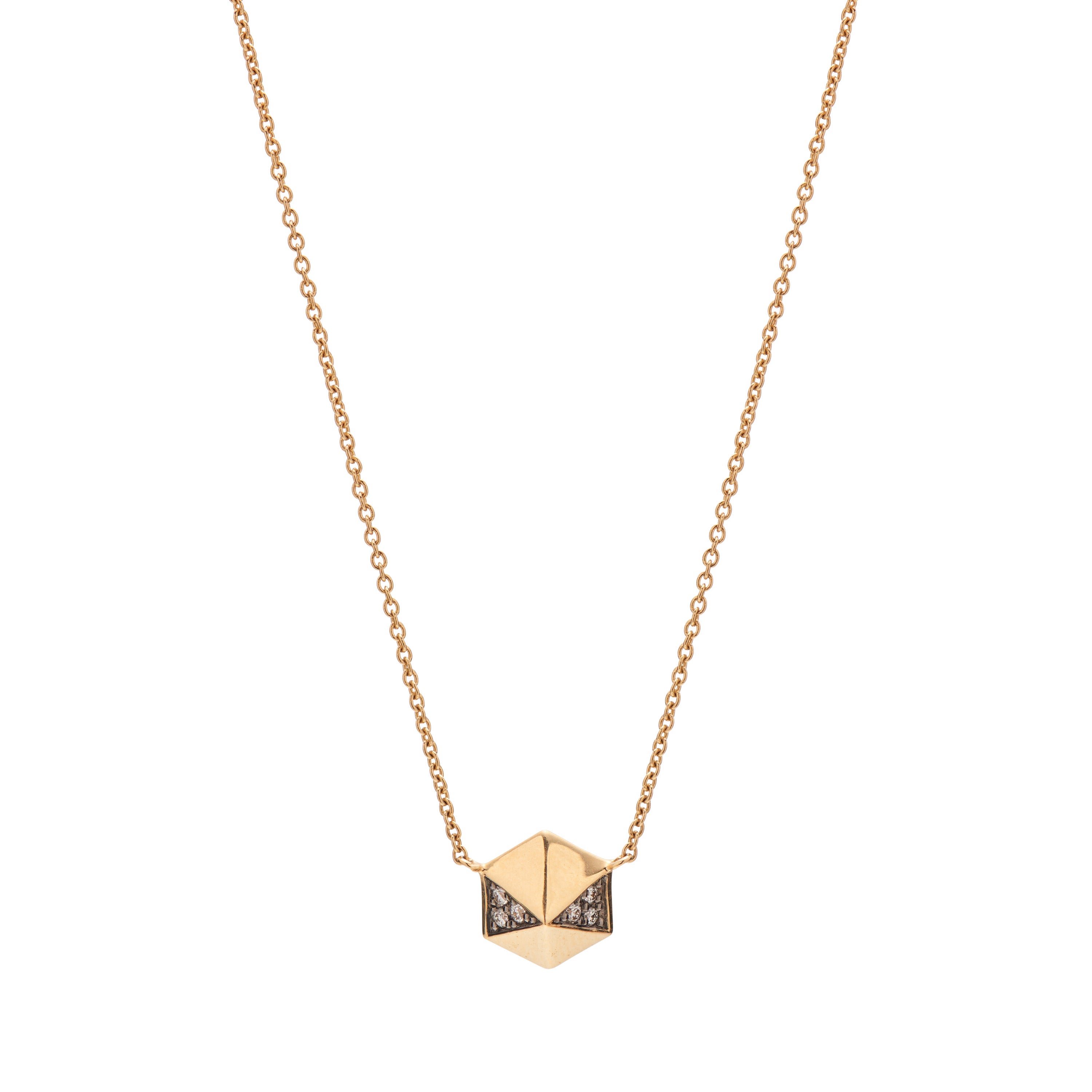 Harwell Godfrey 18k Diamond Blackened Pyramid Stud Necklace - 16"